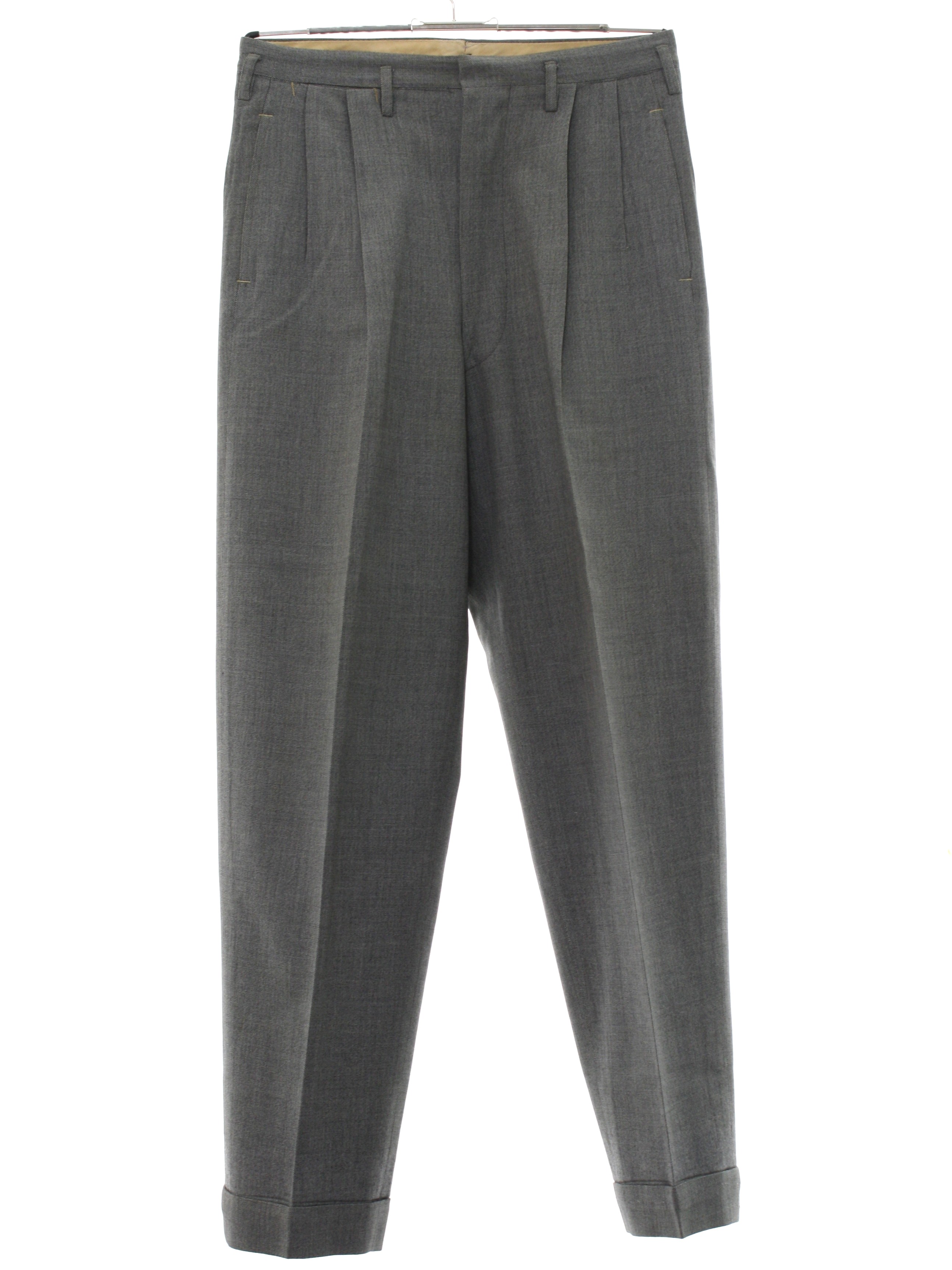 1940's Vintage Pants: Late 40s -No Label- Mens beige background, grey ...