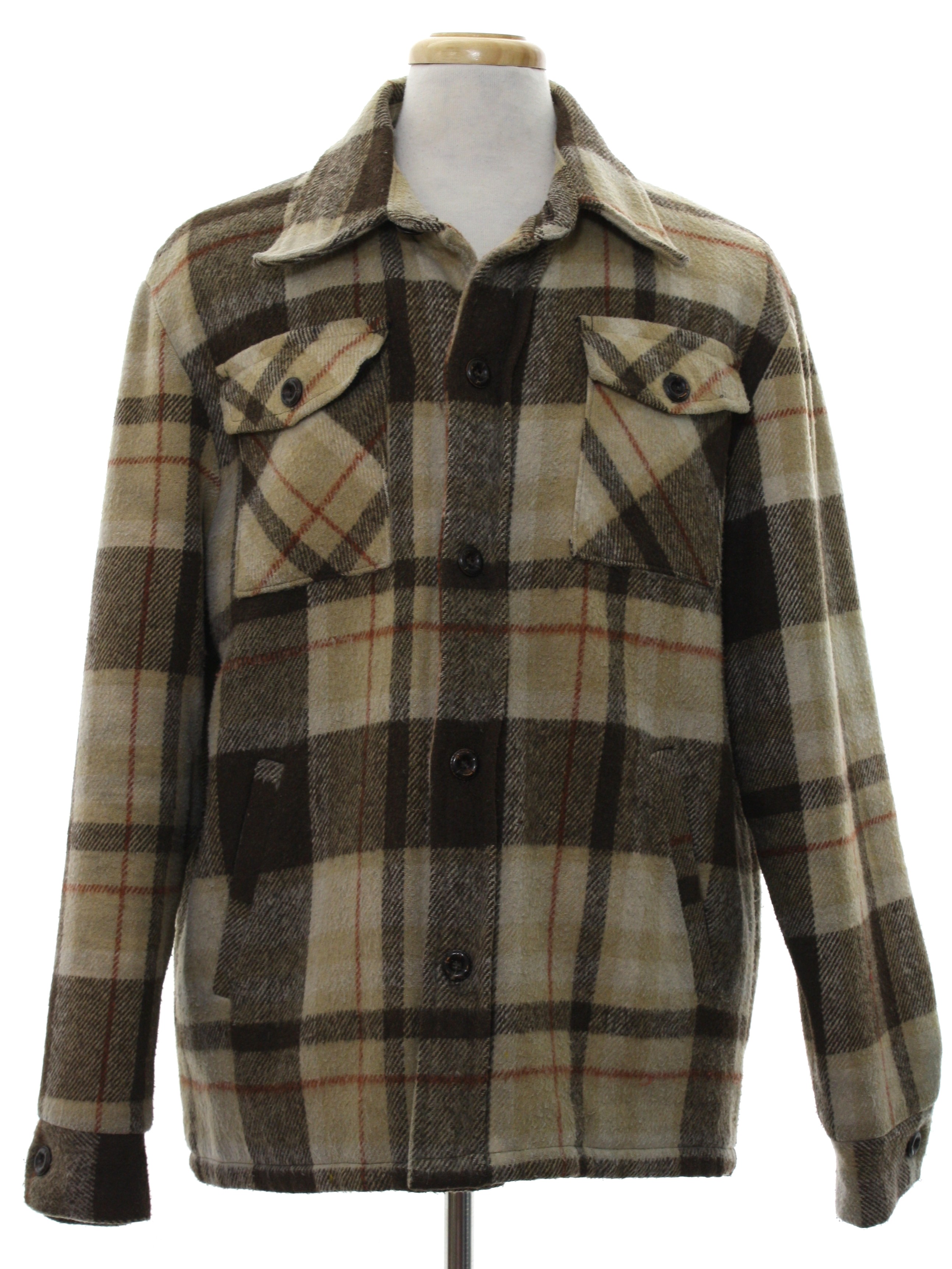1970s Vintage Jacket: 70s -Montgomery Ward- Mens tan, cream, dark brown ...