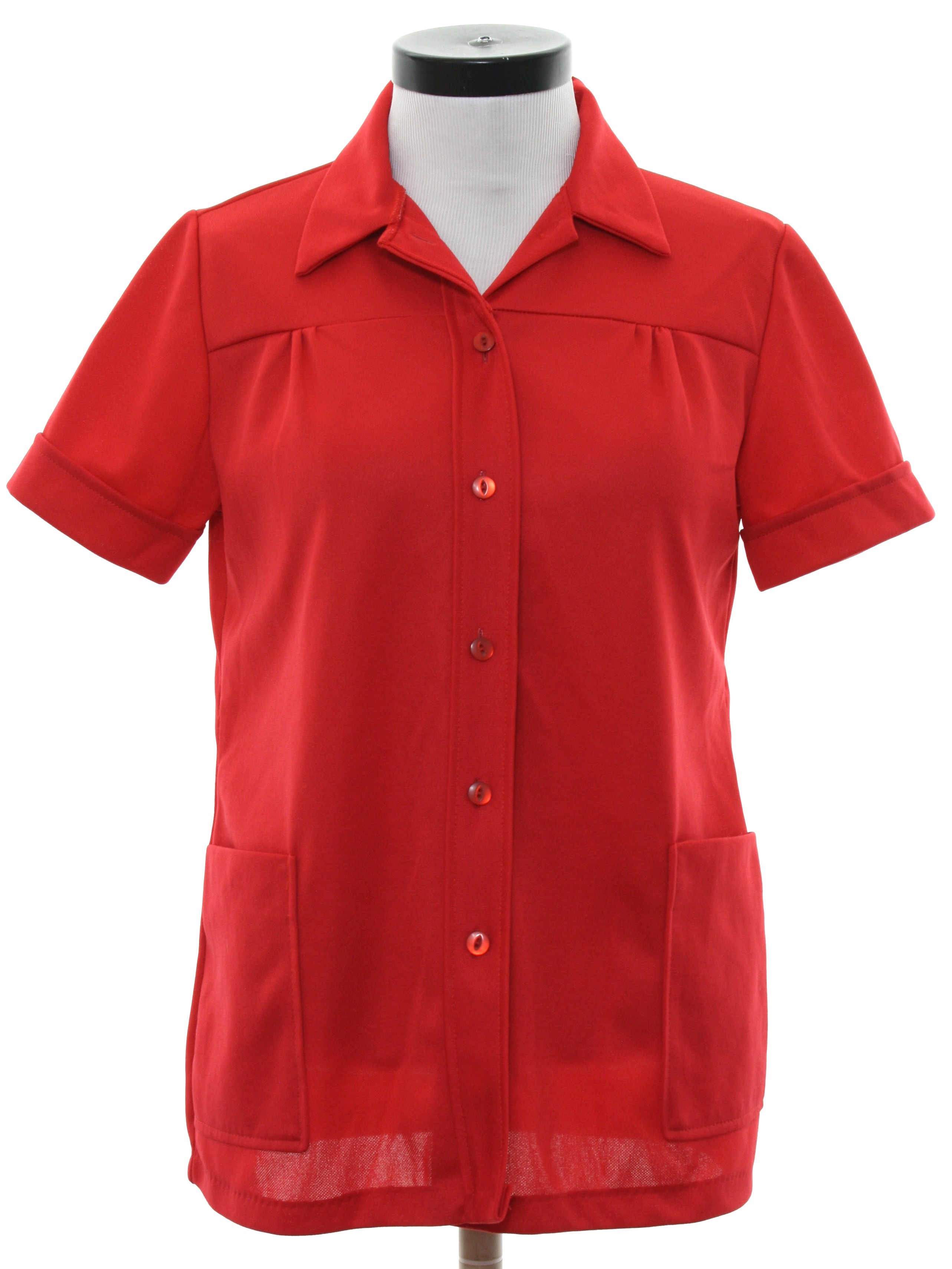Vintage 1970's Shirt: 70s -Shirley- Womens lipstick red slinky ...