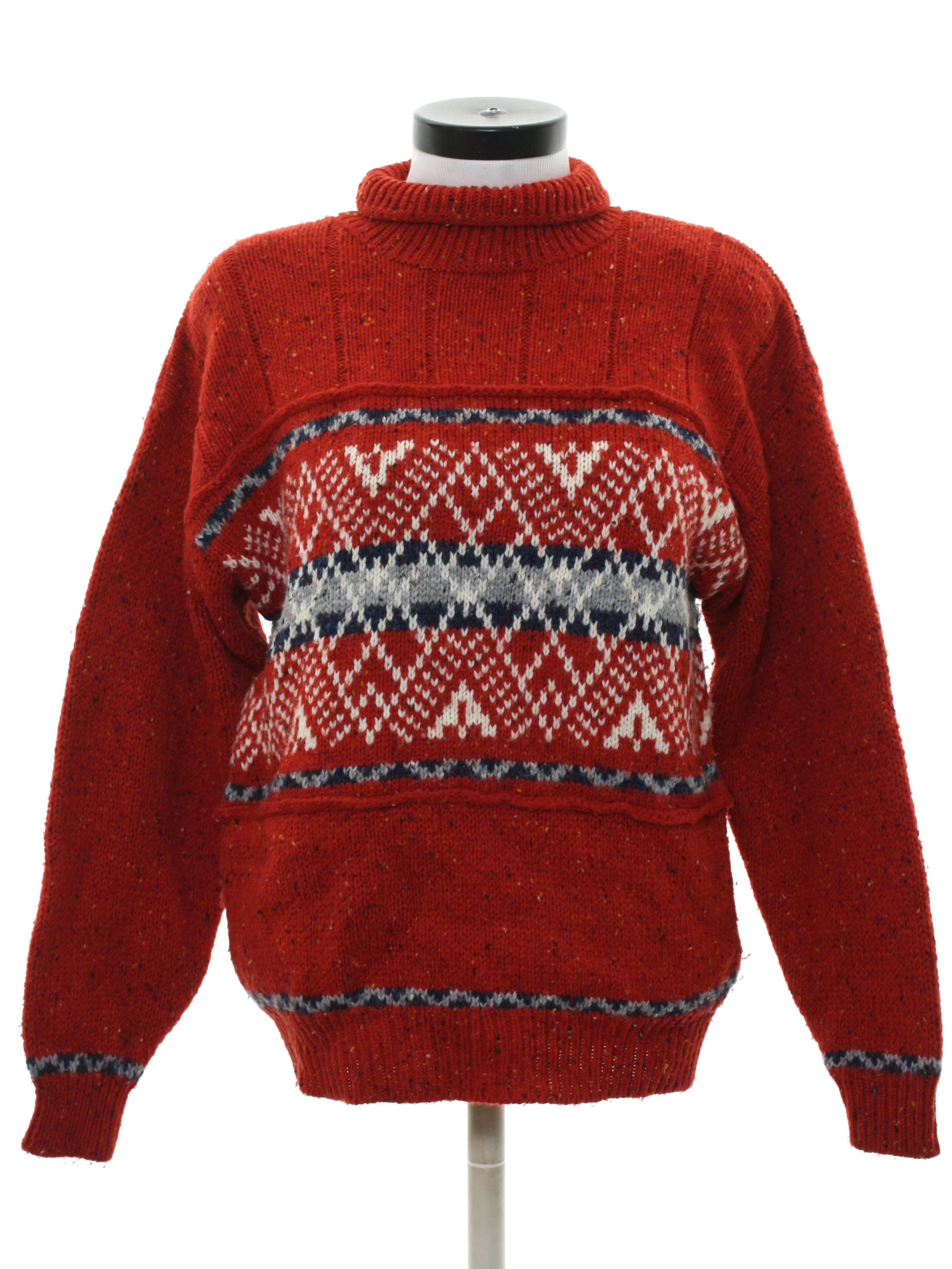 Retro 1980s Sweater: 80s -Liz Wear- Womens gold and navy blue flecked ...