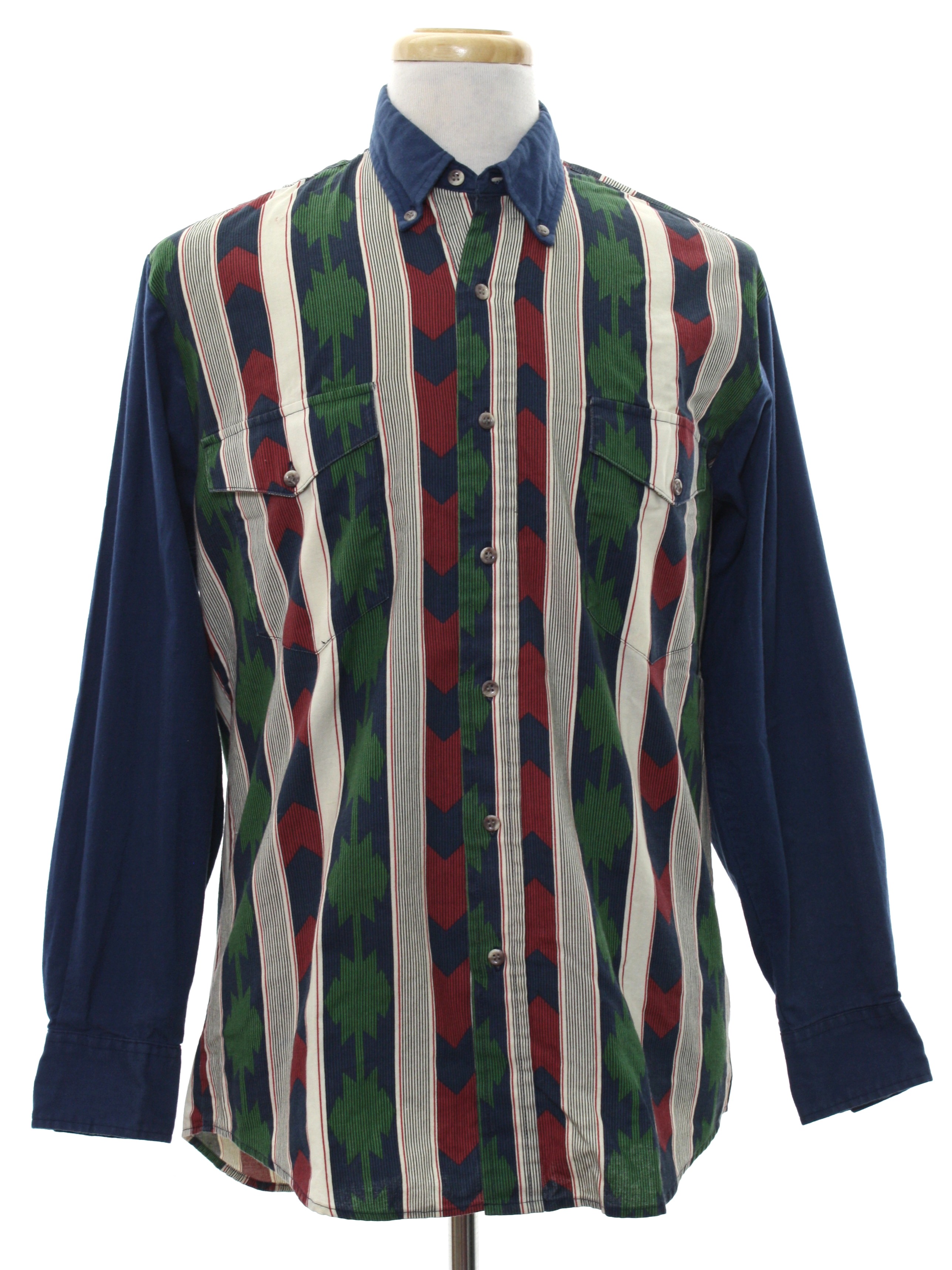 Retro 90 s Western Shirt 90s Pure Country Mens navy blue