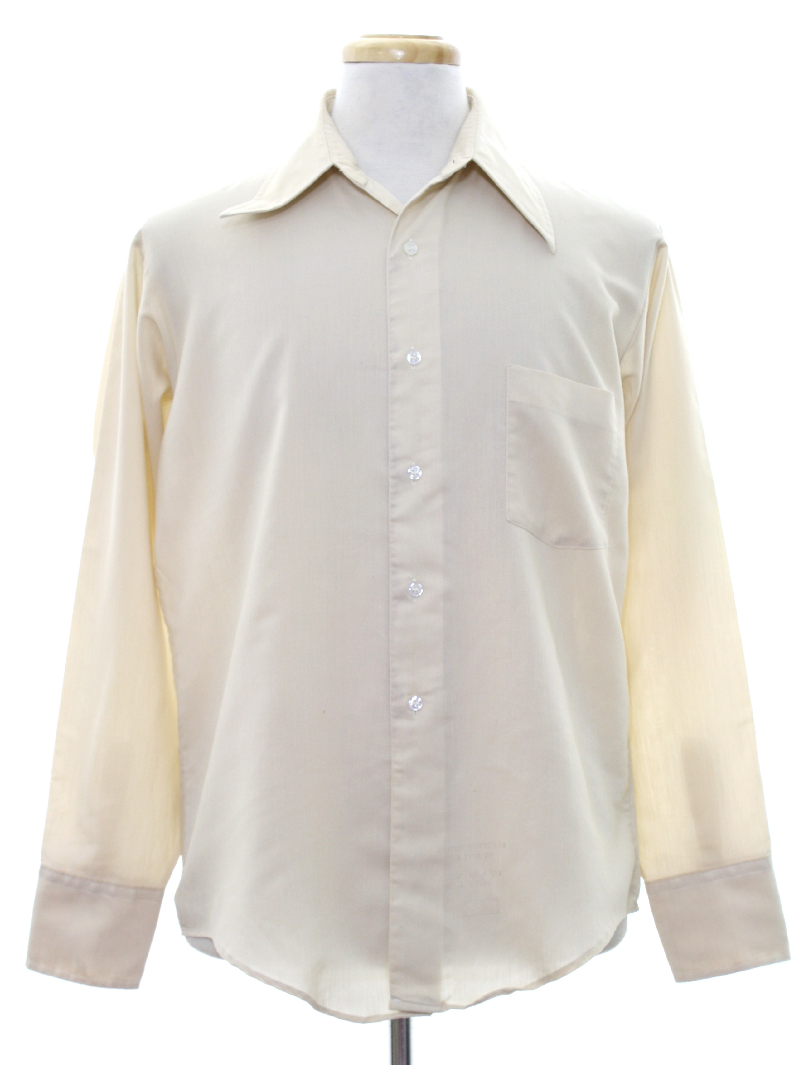 Vintage 1970's Shirt: 70s -Manhattan- Mens bone white background ...