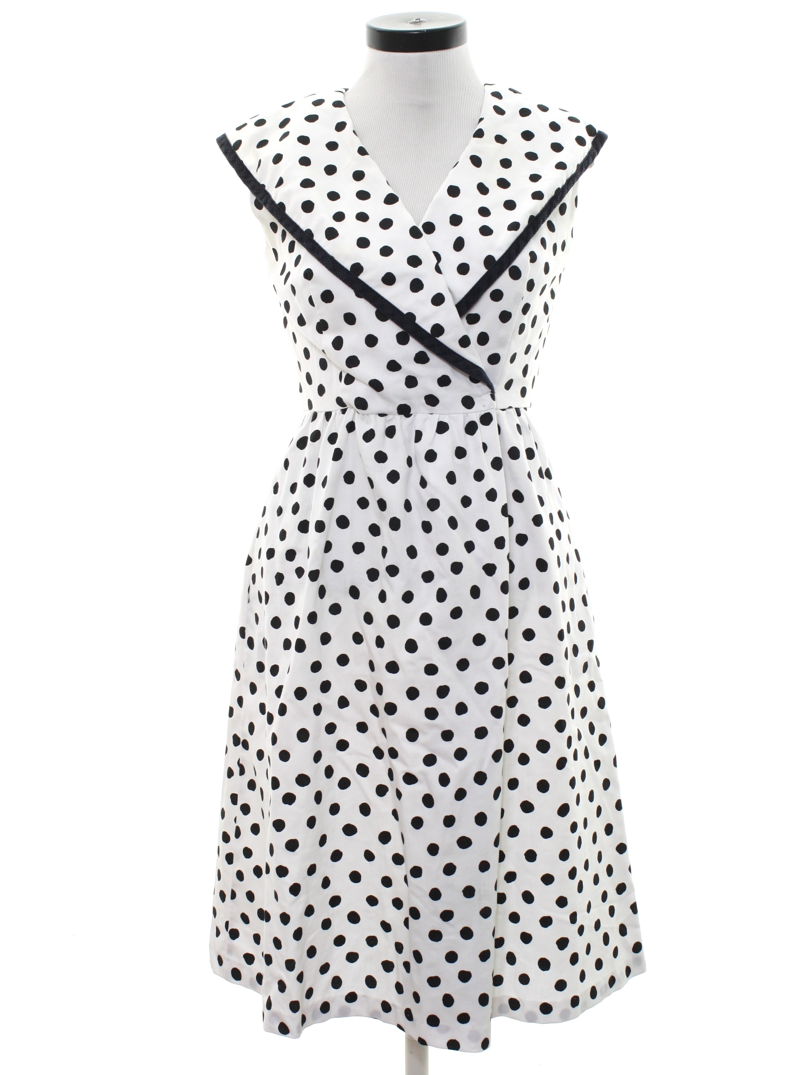 1980s Vintage Dress: 80s -Petite Lanz- Womens white and black cotton ...