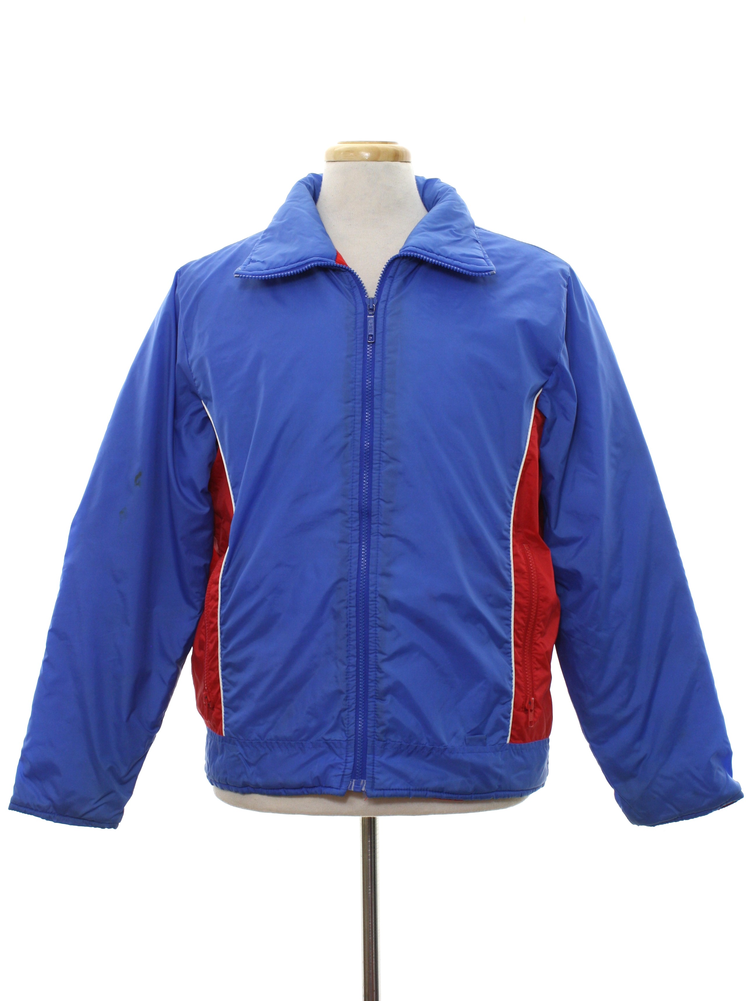 Vintage 1980's Jacket: 80s -Sears- Mens deep sky blue background nylon ...