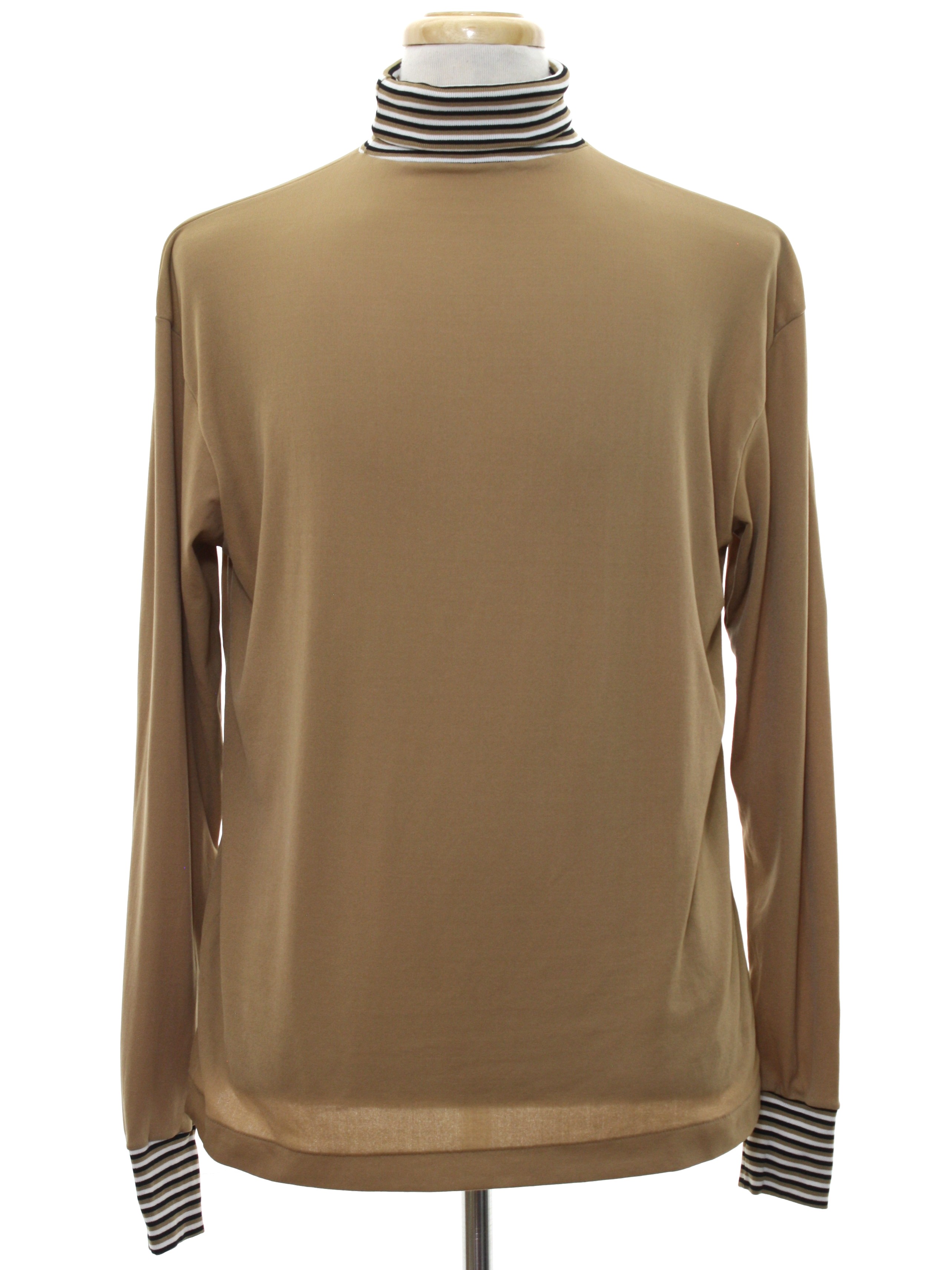 60's Cellini Knit Shirt: 60s -Cellini- Mens tan background, black ...