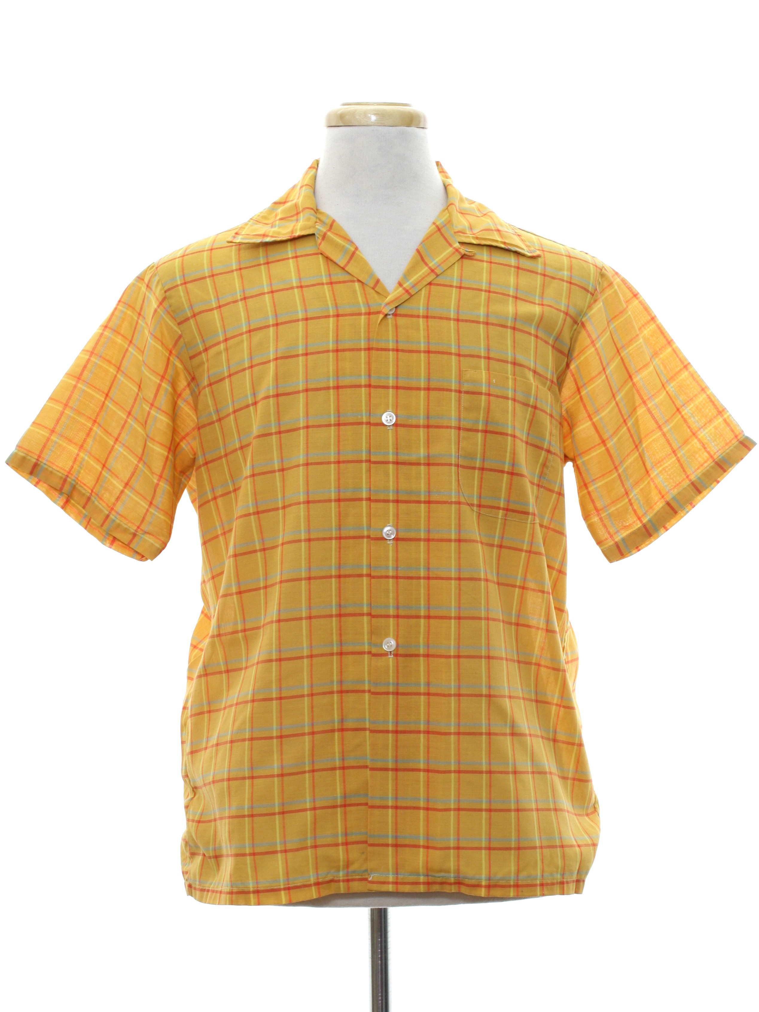 1960s Vintage Shirt: 60s -Sears Perma Prest- Mens gold background ...
