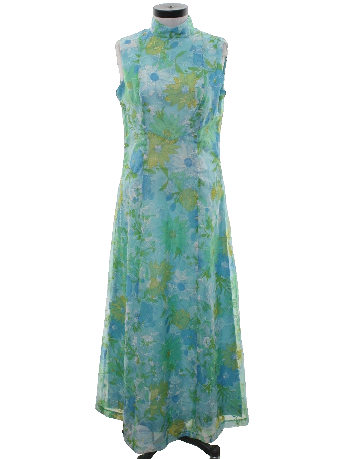 Retro 1960s A-Line Dress: Late 60s -Home Sewn- Womens shades of blue ...