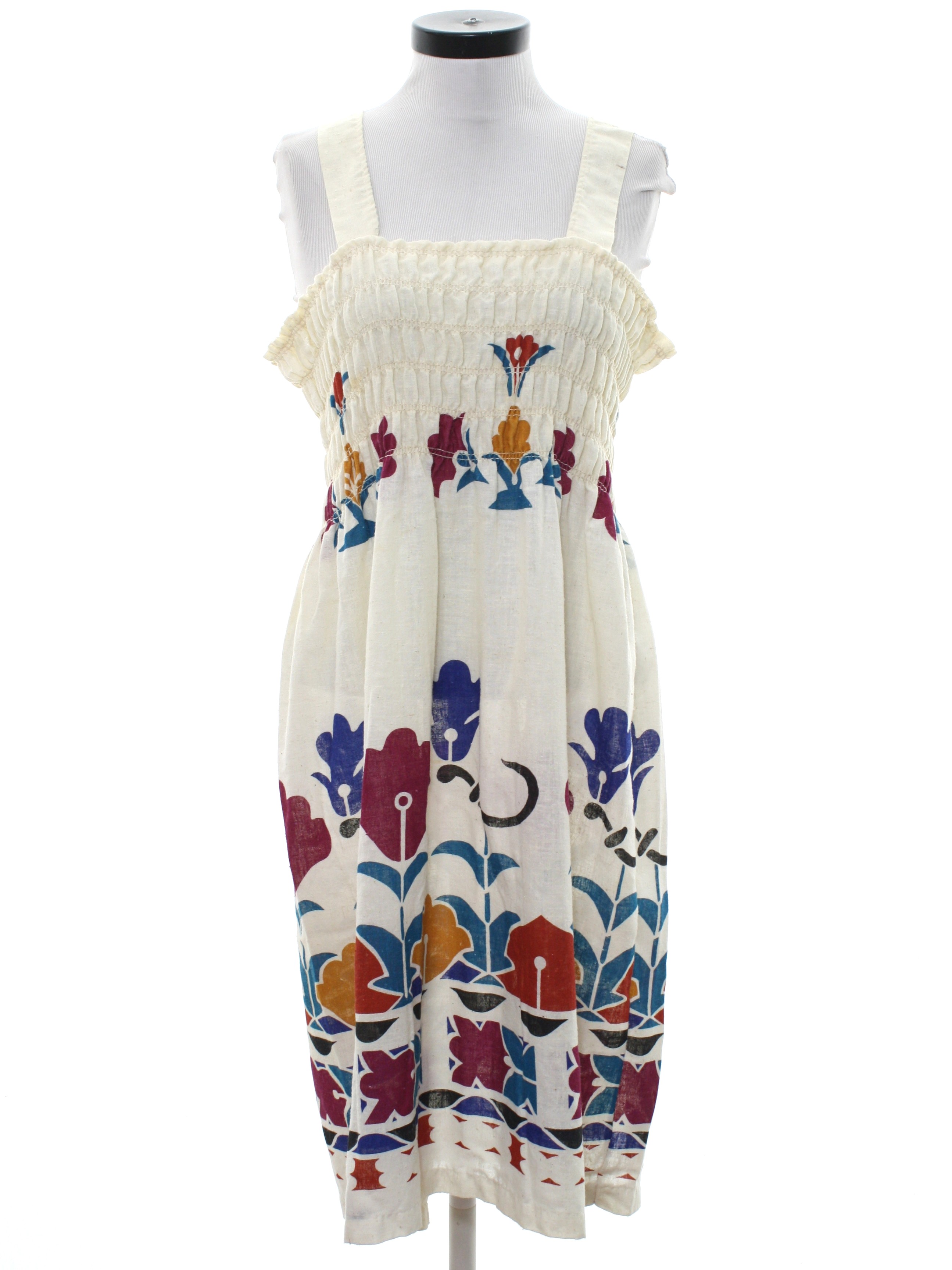 1970's Hippie Dress (Home Sewn): 70s -Home Sewn- Womens winter white ...