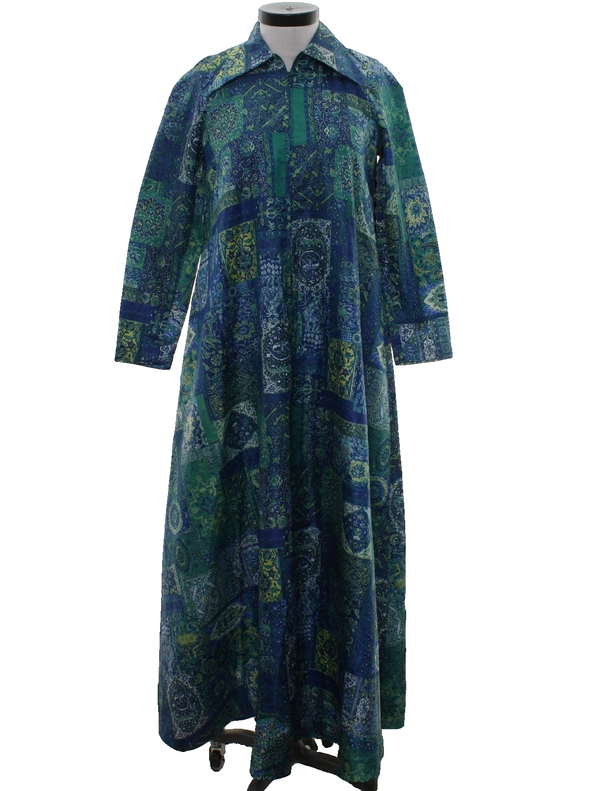 1970s Vintage Womens Lounge Robe: 70s -Maekos- Womens teal green ...