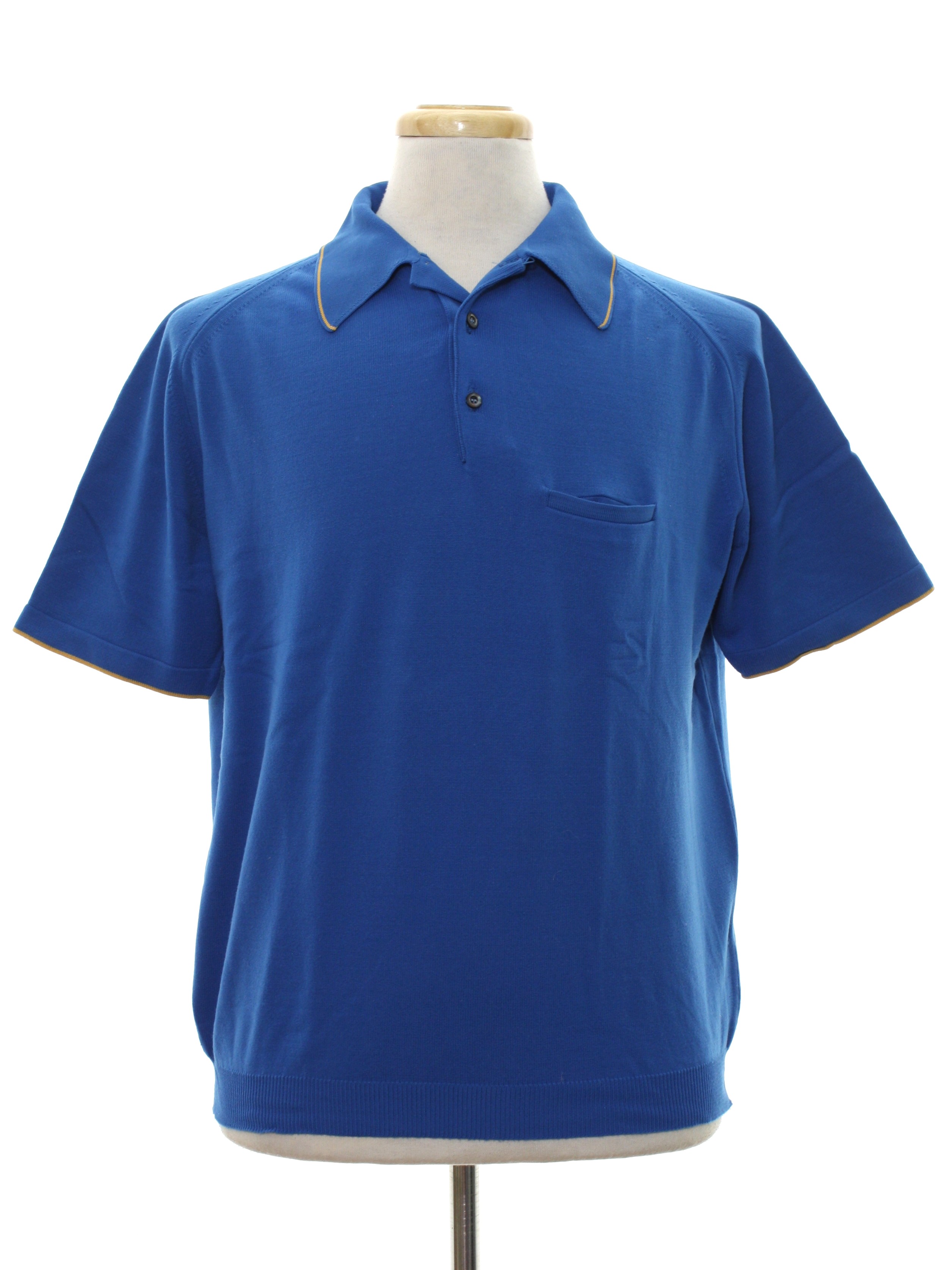 1960s Puritan Shirt: Late 60s or early 70s -Puritan- Mens blue ban-lon ...
