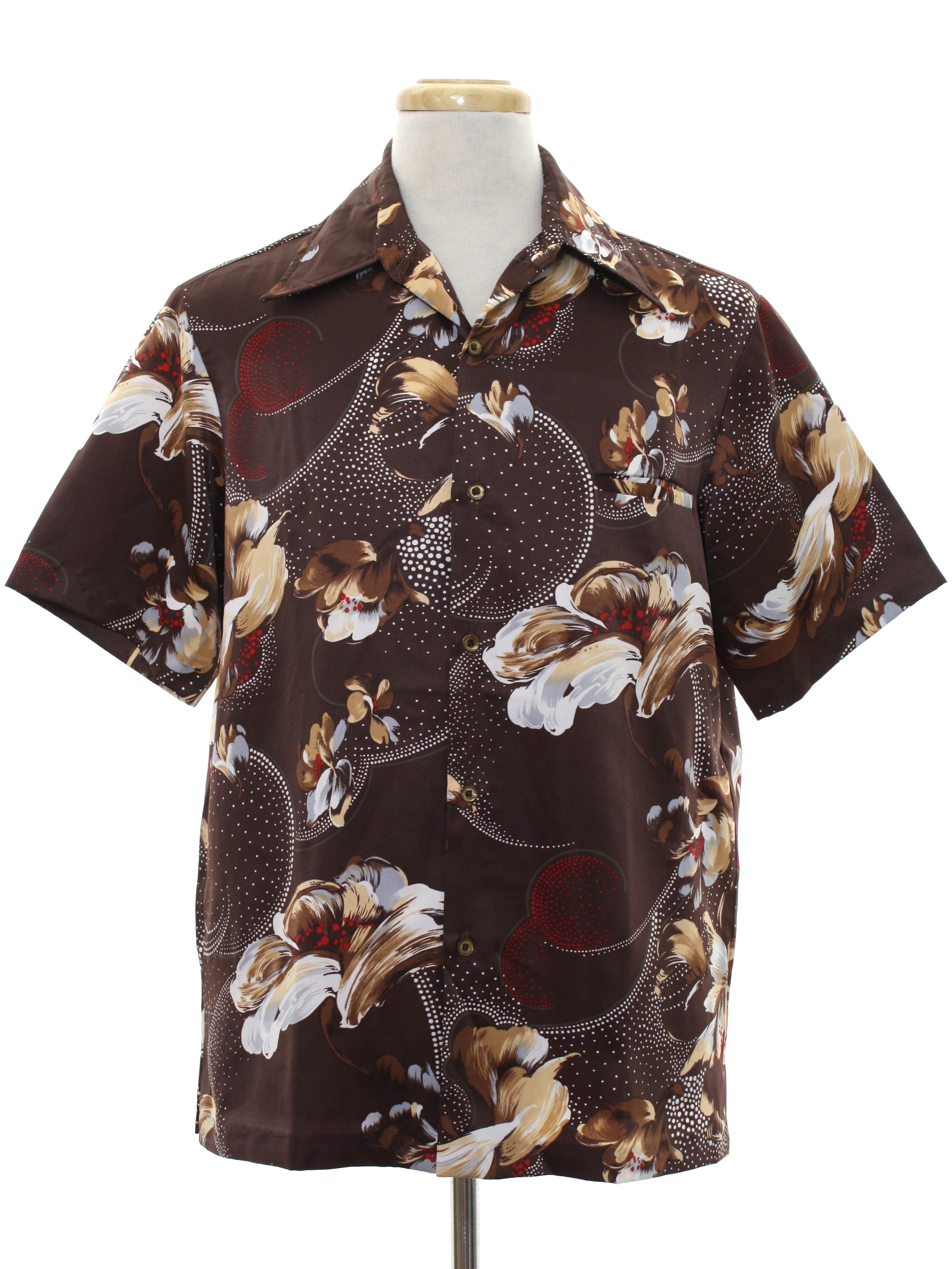 70's Tori Richard Print Disco Shirt: 70s -Tori Richard- Mens dark brown ...