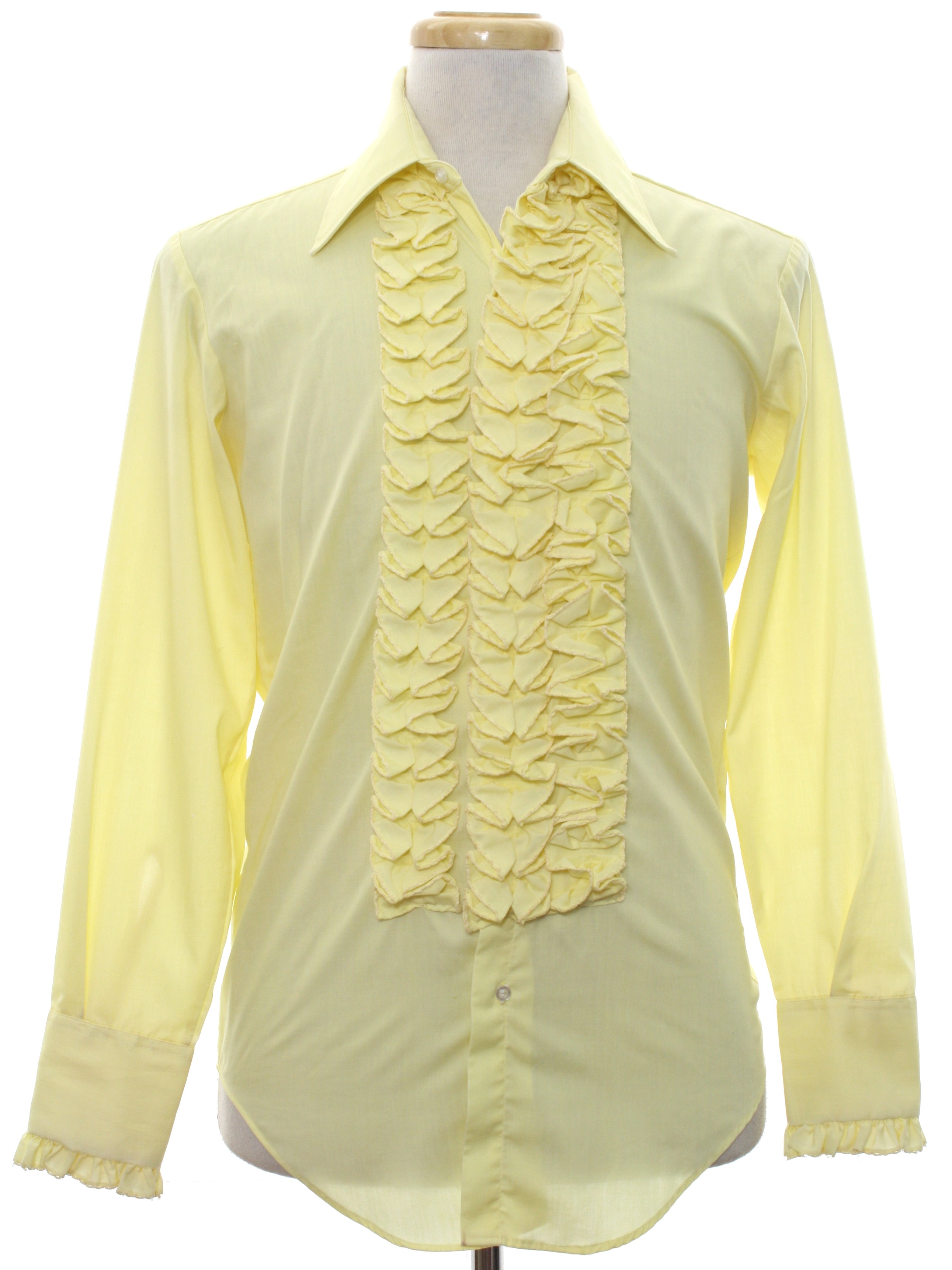 1970's Shirt (After Six): 70s -After Six- Mens yellow background cotton ...