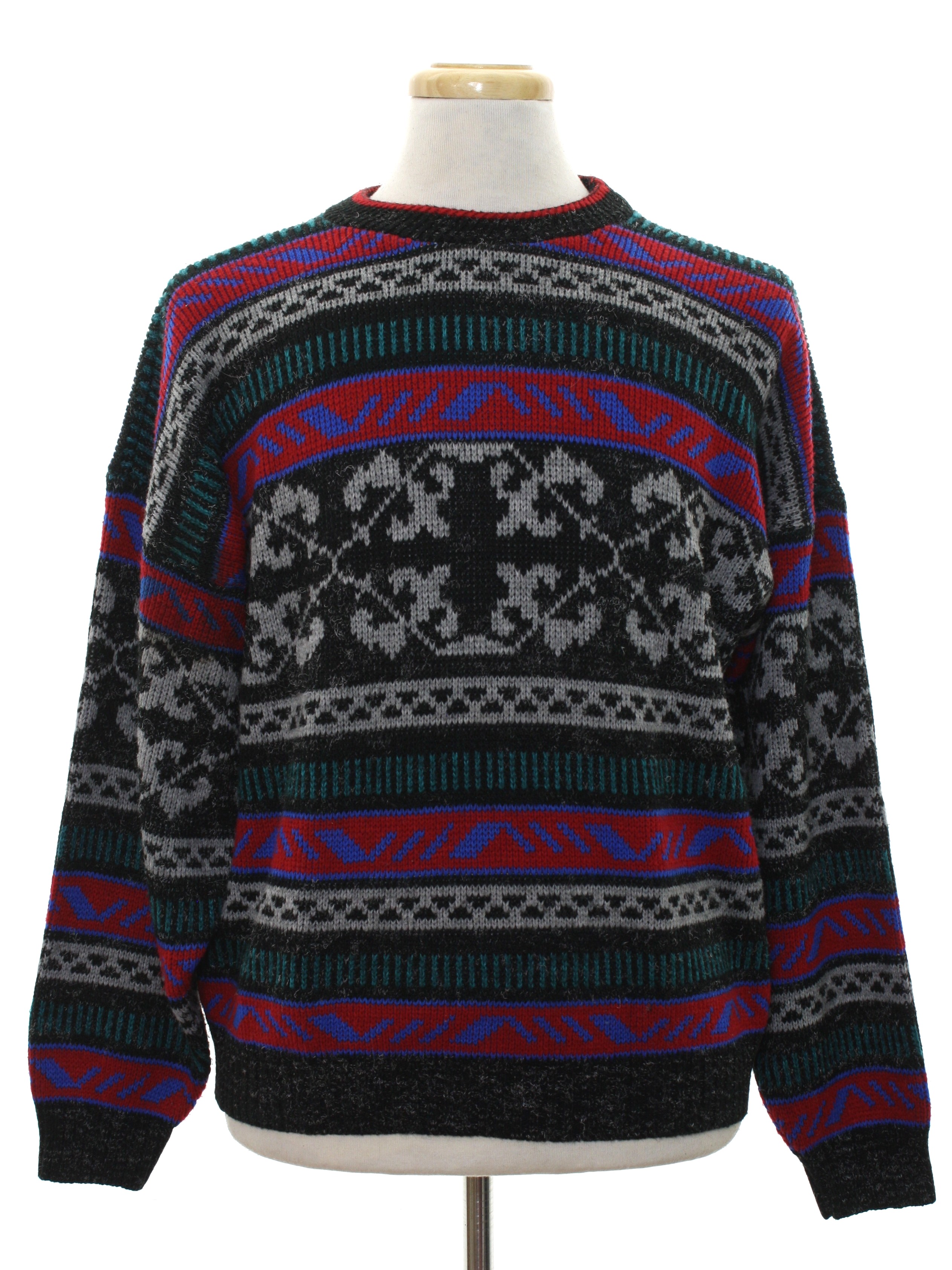 Eighties New Era Sweater: 80s -New Era- Mens heathered black background ...