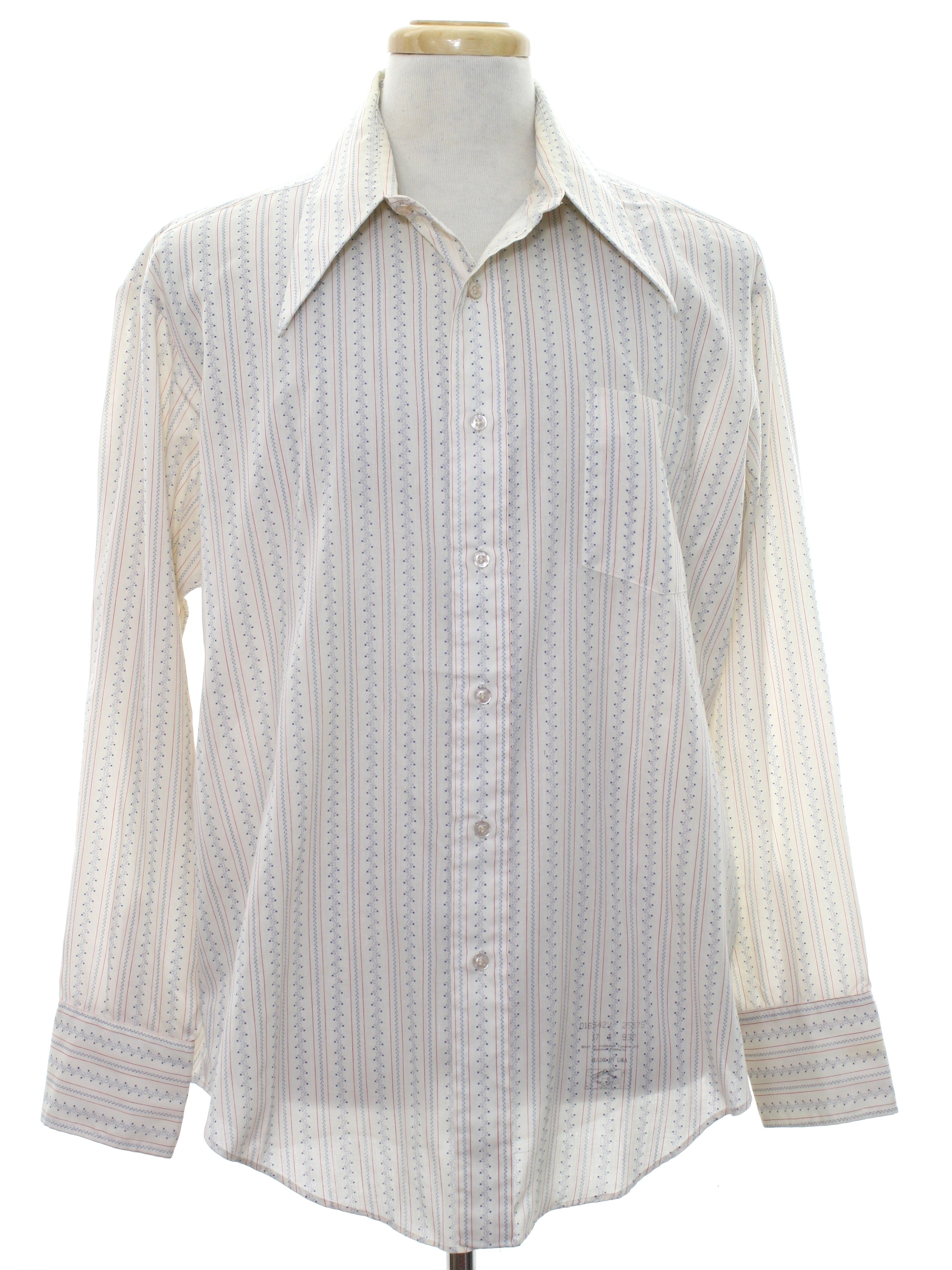 Vintage 70s Print Disco Shirt: 70s -Career Club- Mens white background