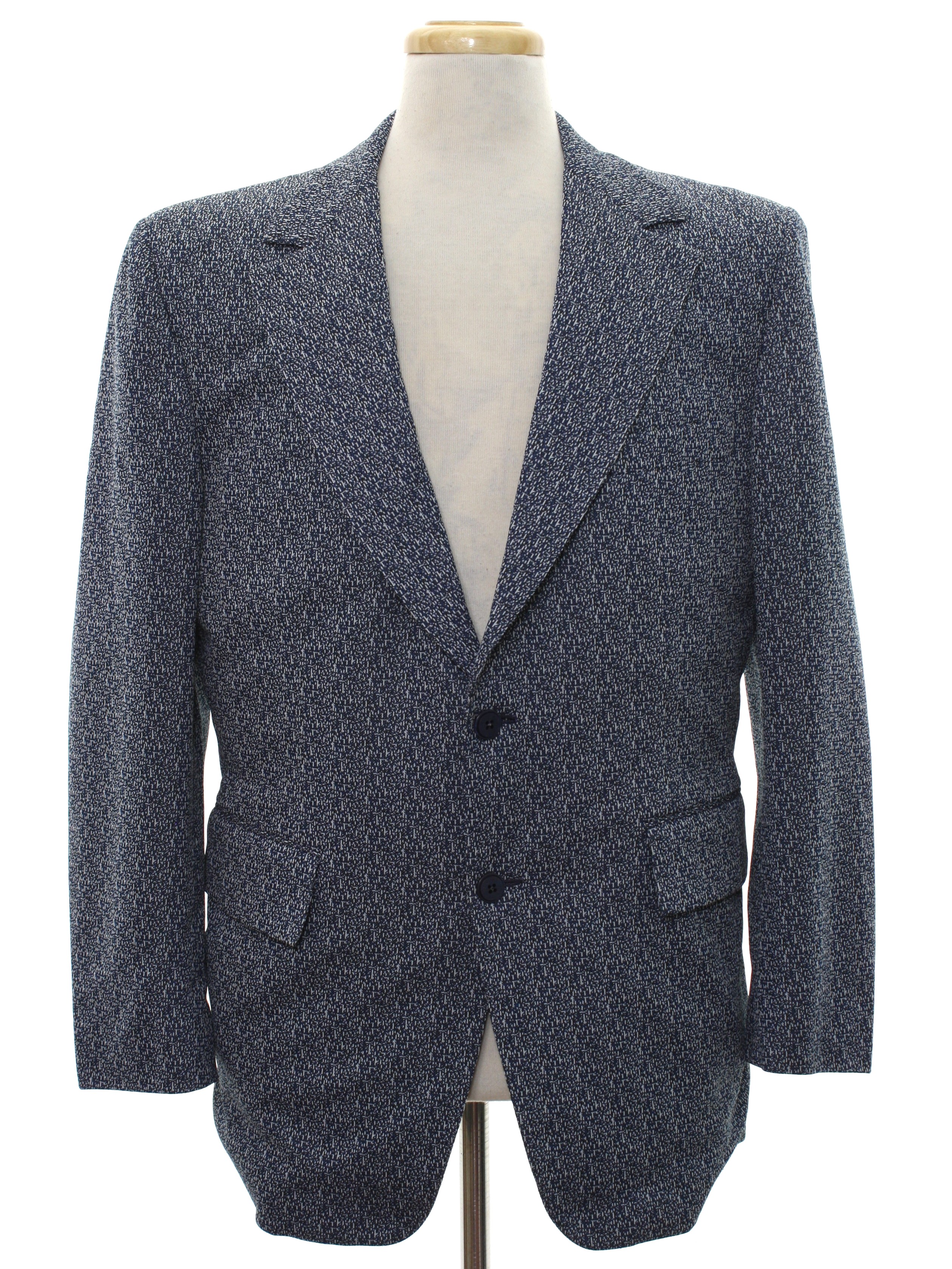 Retro Seventies Jacket: 70s -Alan John- Mens Mottled blue, black, and ...