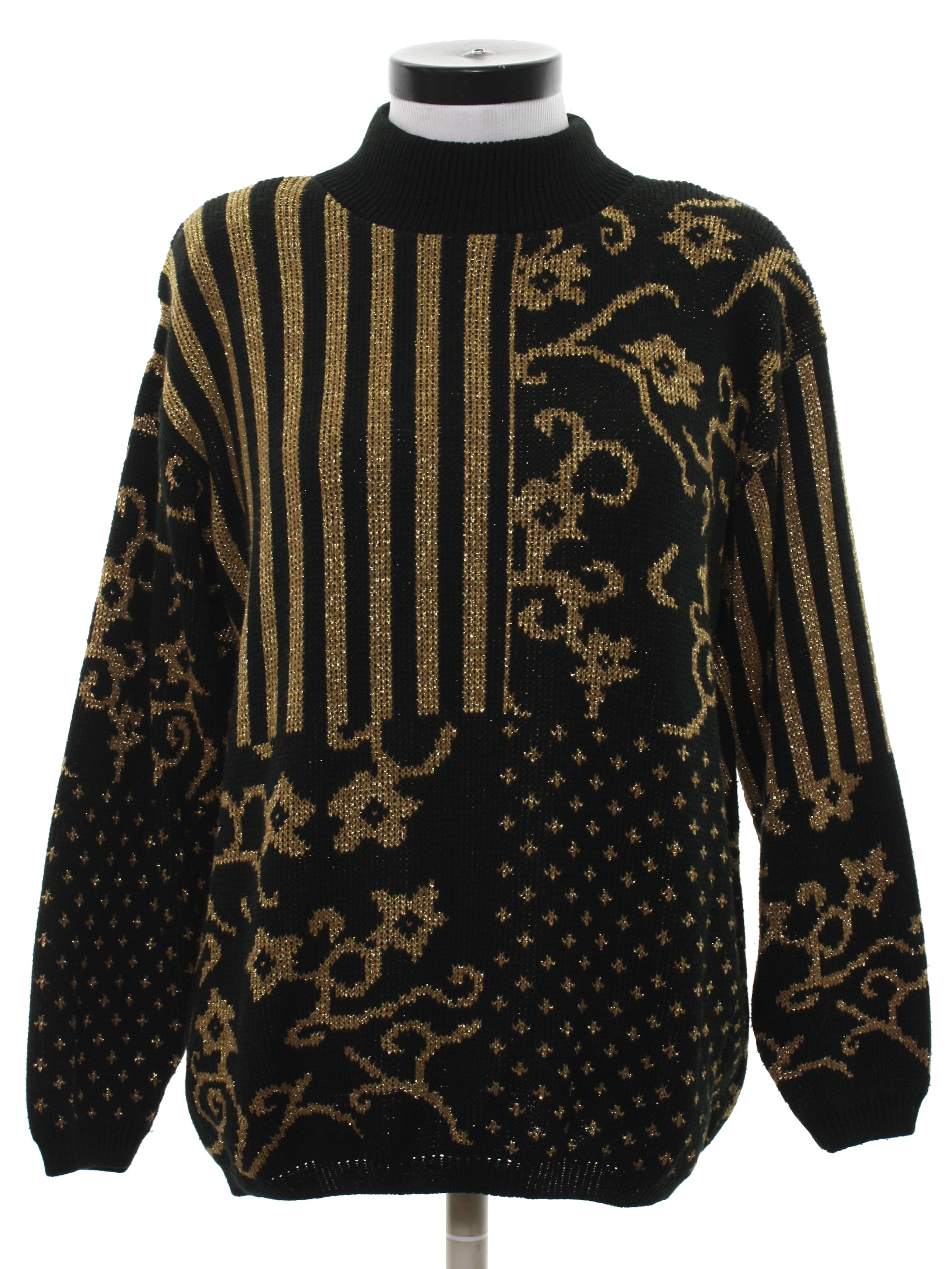 Vintage 1980's Sweater: 80s -Alfred Dunner- Womens black background ...