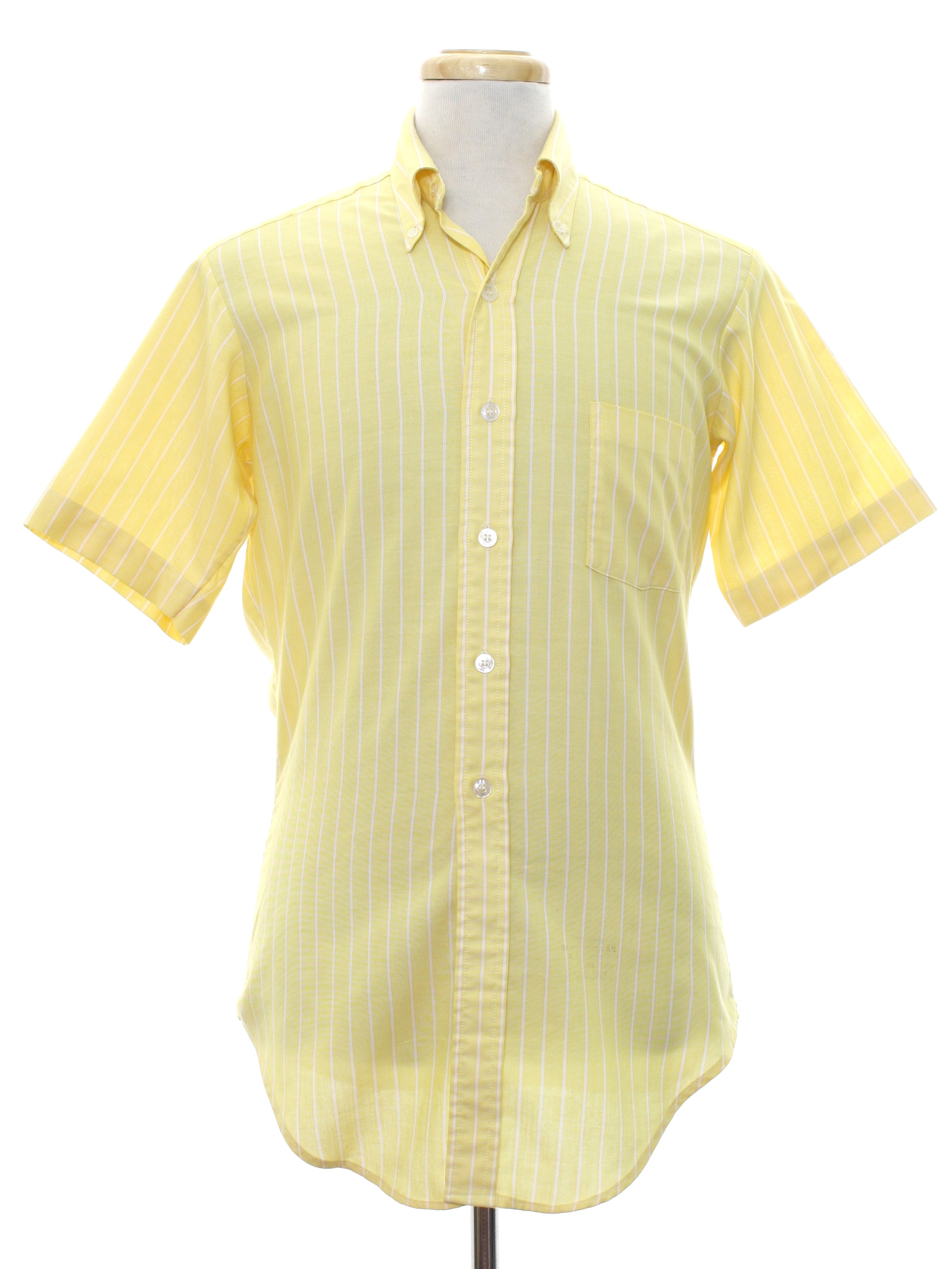 Eighties Vintage Shirt: 80s -Sears- Mens yellow background cotton ...