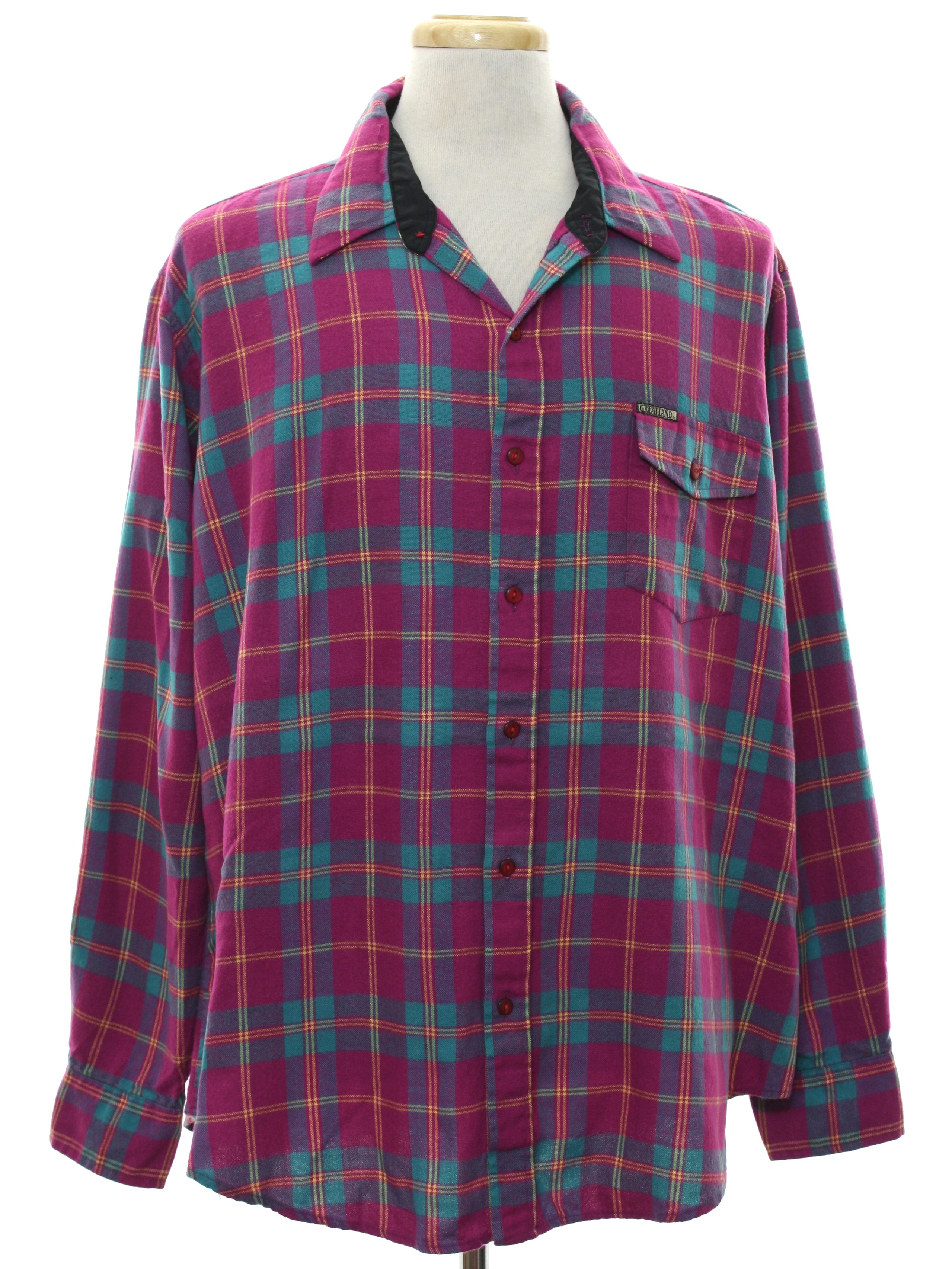 Retro 1980s Shirt: 80s -Greatland Sportswear- Mens dark pink background ...