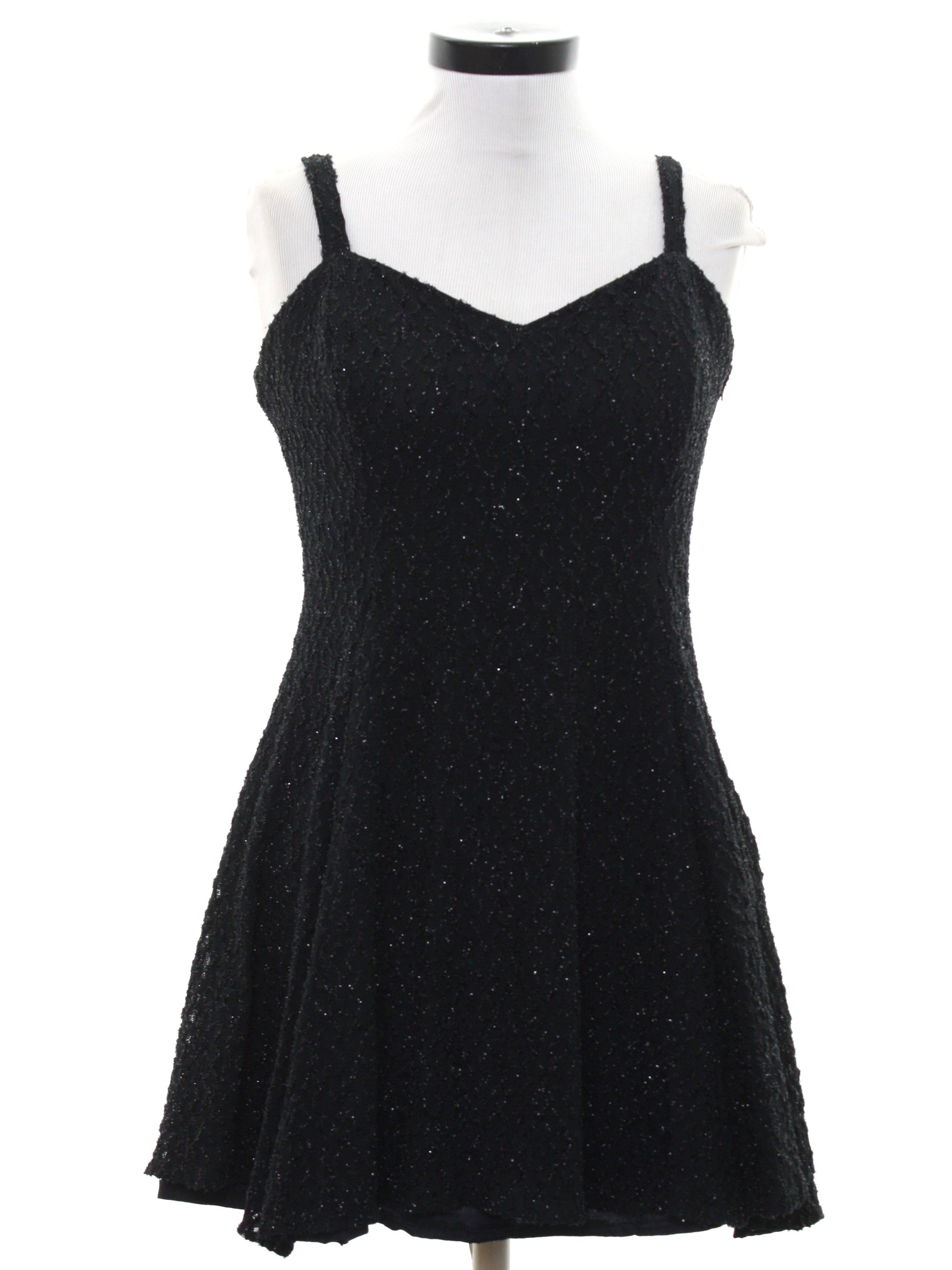1990's Retro Cocktail Dress: 90s -Betsy and Adam- Womens glittery black ...