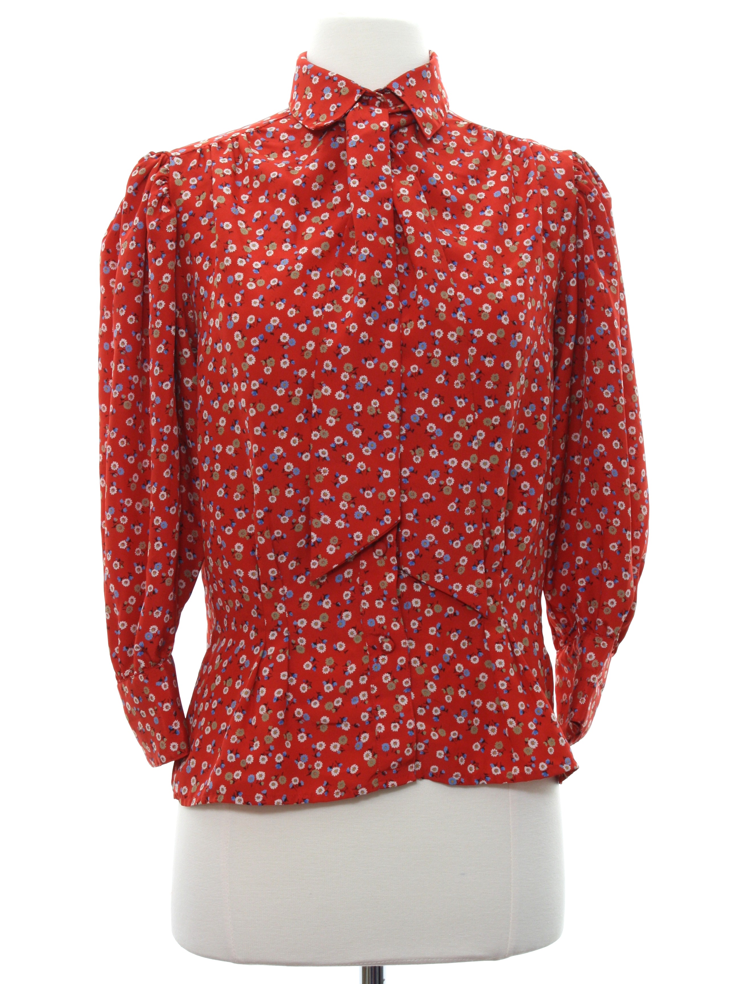 vintage red button up shirt women