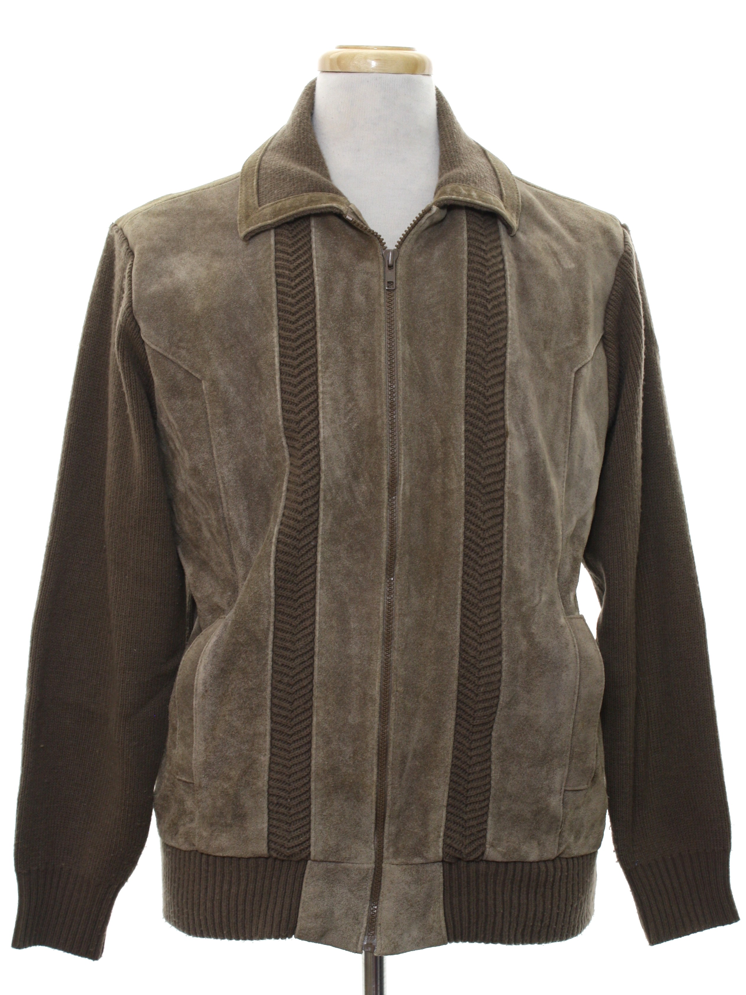 70's Vintage Leather Jacket Late 70s Mervyns Mens gray suede leather