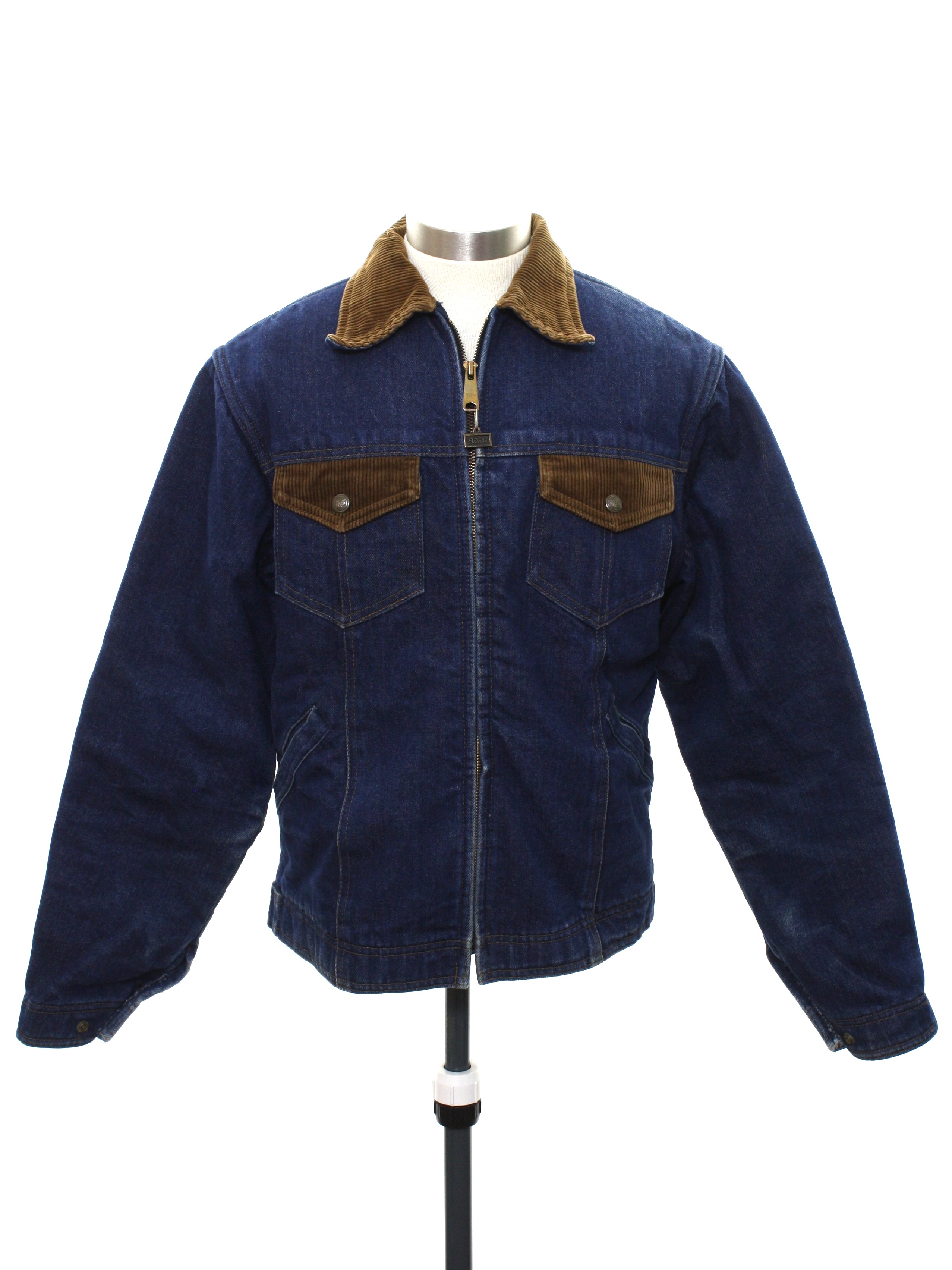 Retro 80's Jacket: 80s -Walls- Mens dark blue background cotton denim ...