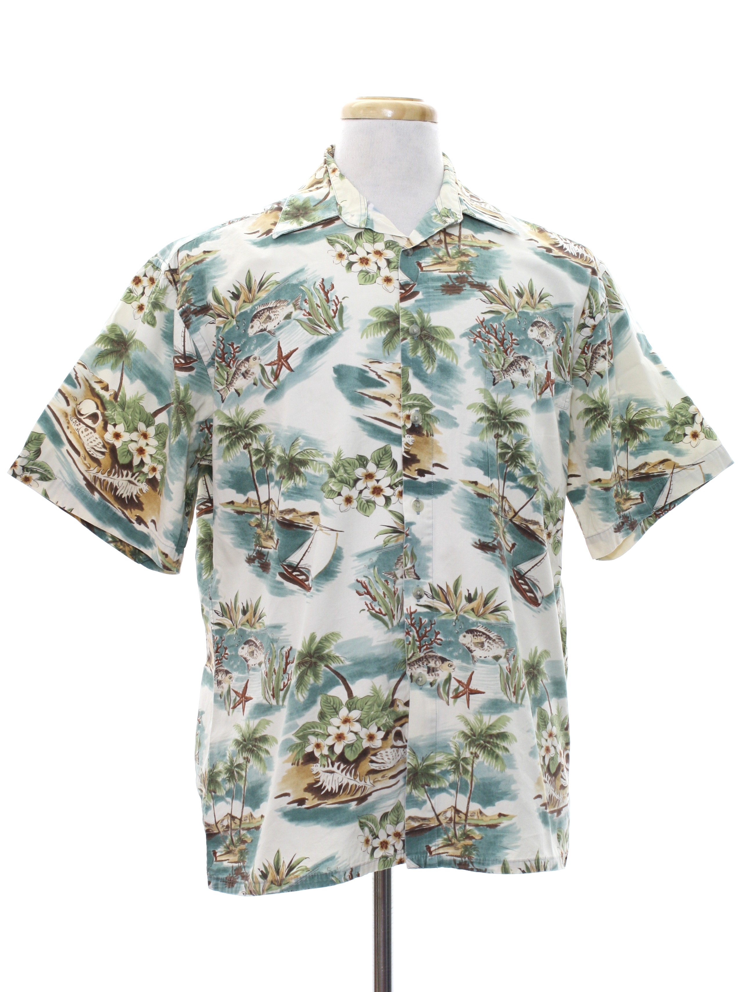 80's Pierre Cardin Hawaiian Shirt: 80s -Pierre Cardin- Mens cream ...