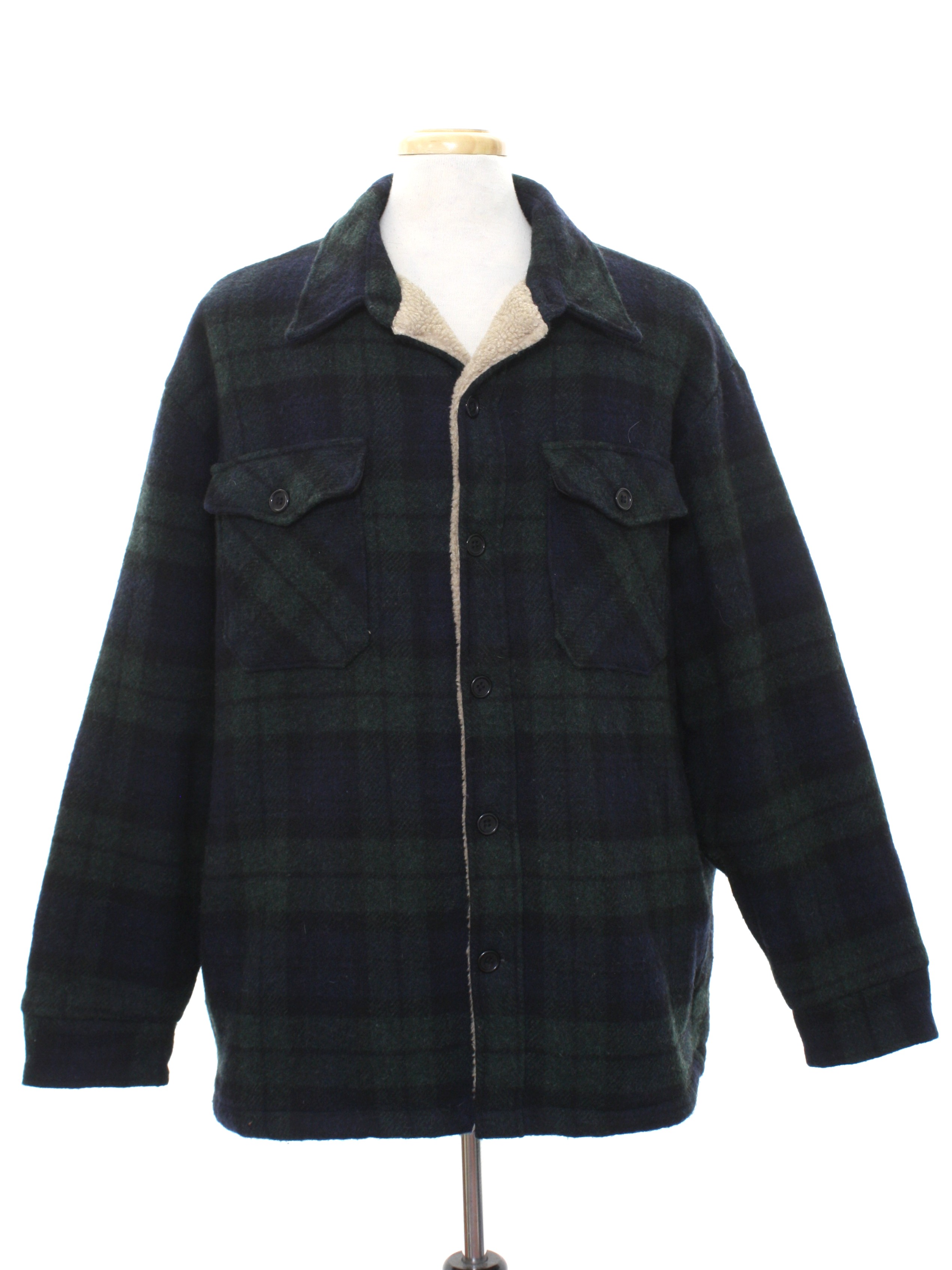 1990's Vintage Woolrich Jacket: 90s -Woolrich- Mens midnight blue and ...