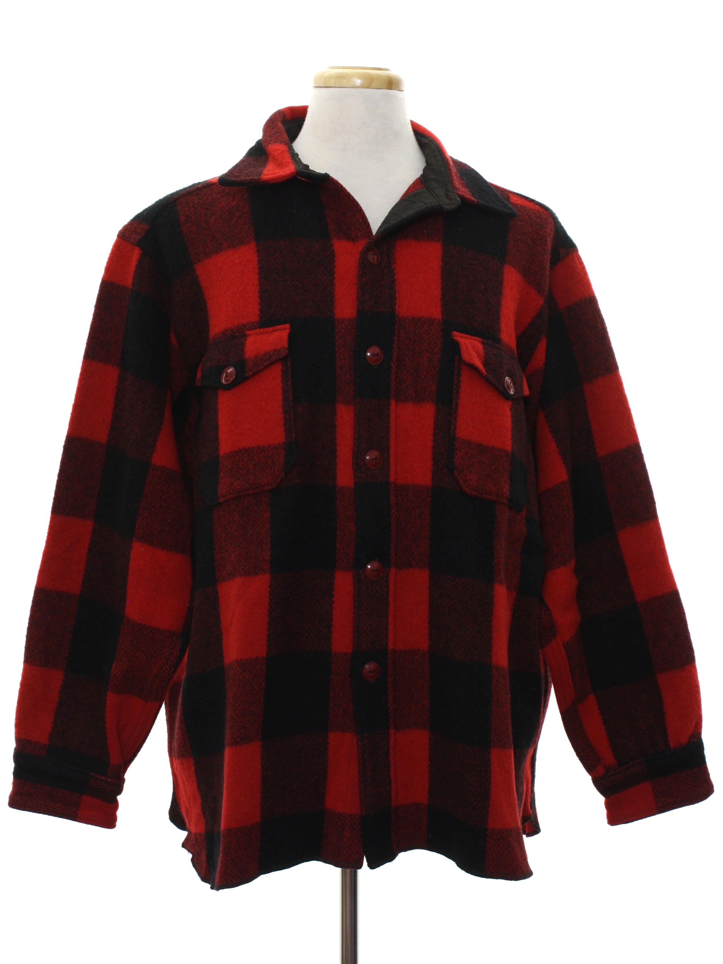 1960's Wool Shirt (Woolrich): Late 60s -Woolrich- Mens red and black ...