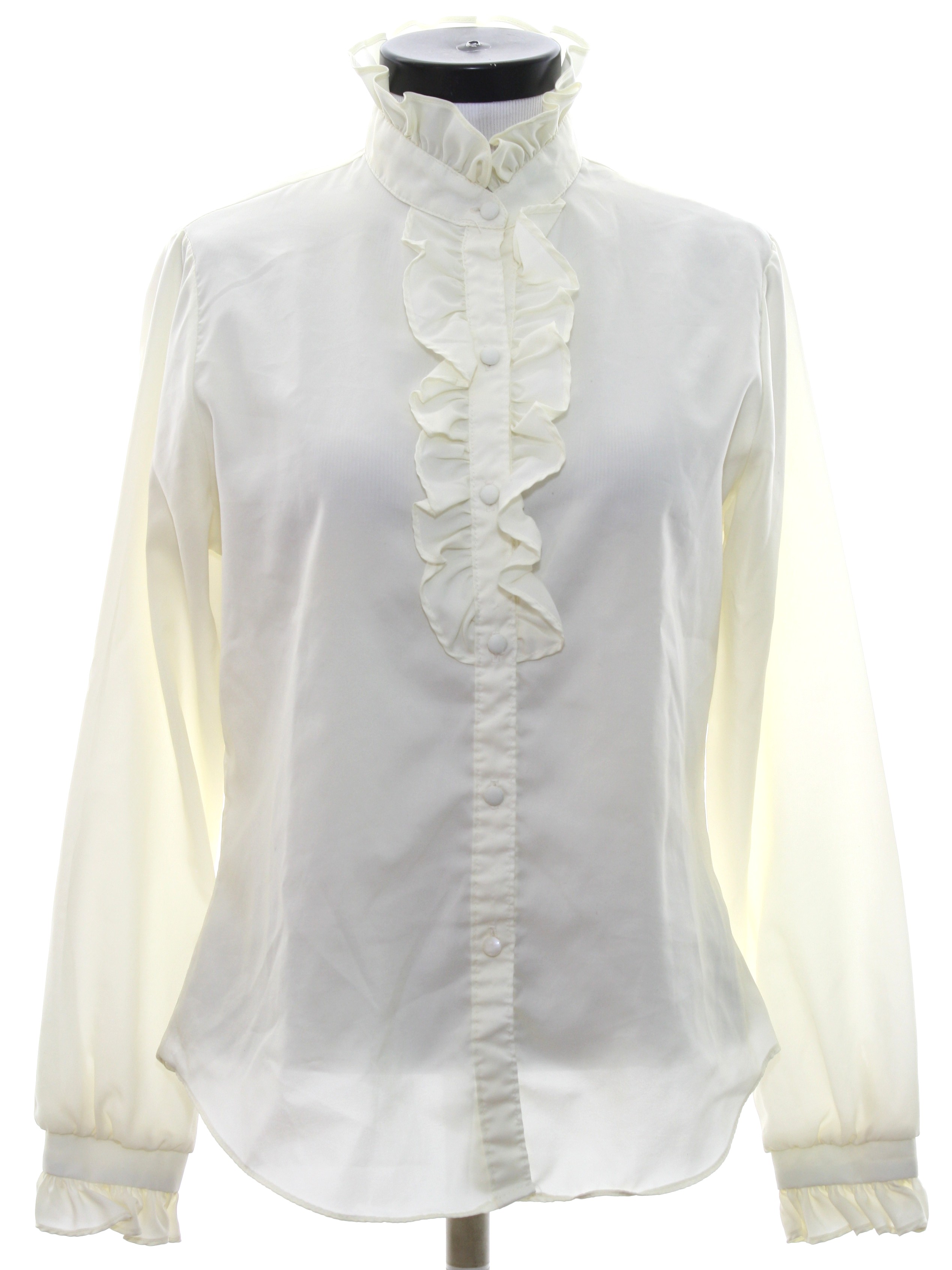 70's JC Penney Shirt: Early 80s -JC Penney- Womens ivory silky ...