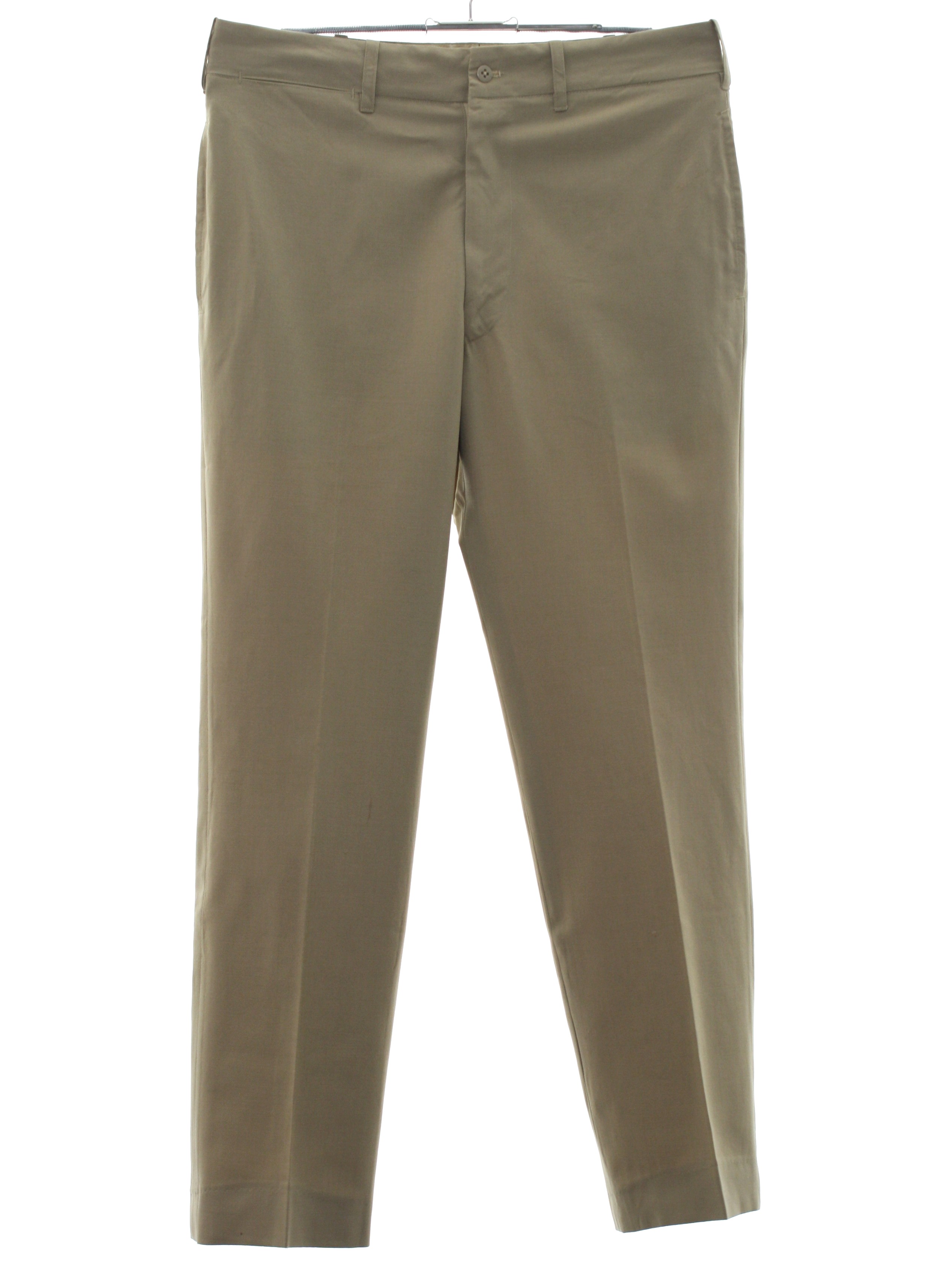 1950's Pants: 50s -No Label- Mens tan wool poplin US Army issue uniform ...