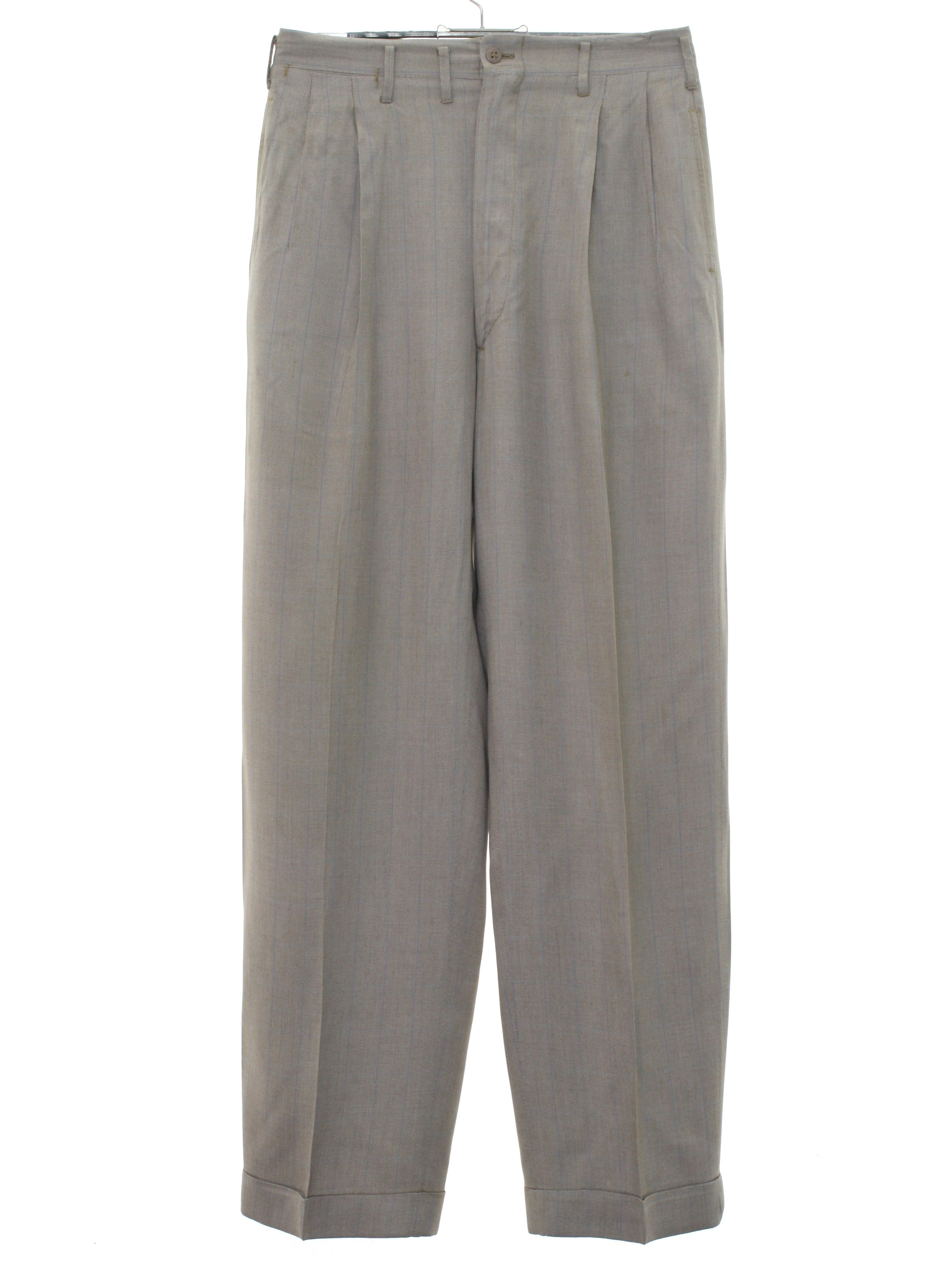 1940s Vintage Pants: Late 40s -No Label- Mens beige background, gray ...
