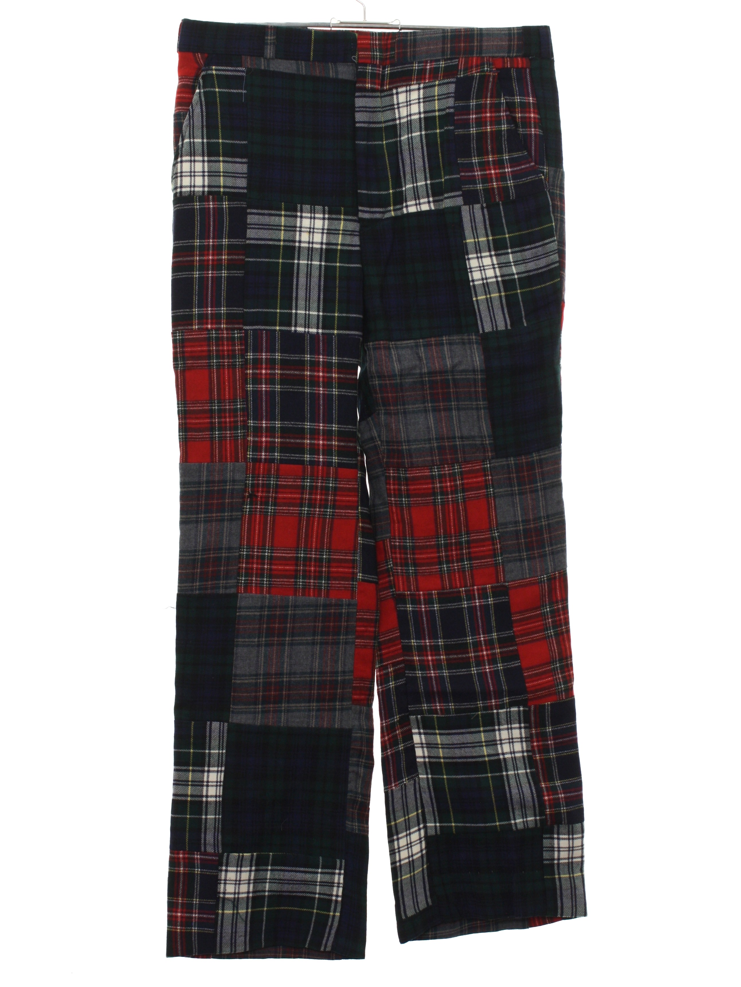 Patchwork plaid pants mens sale
