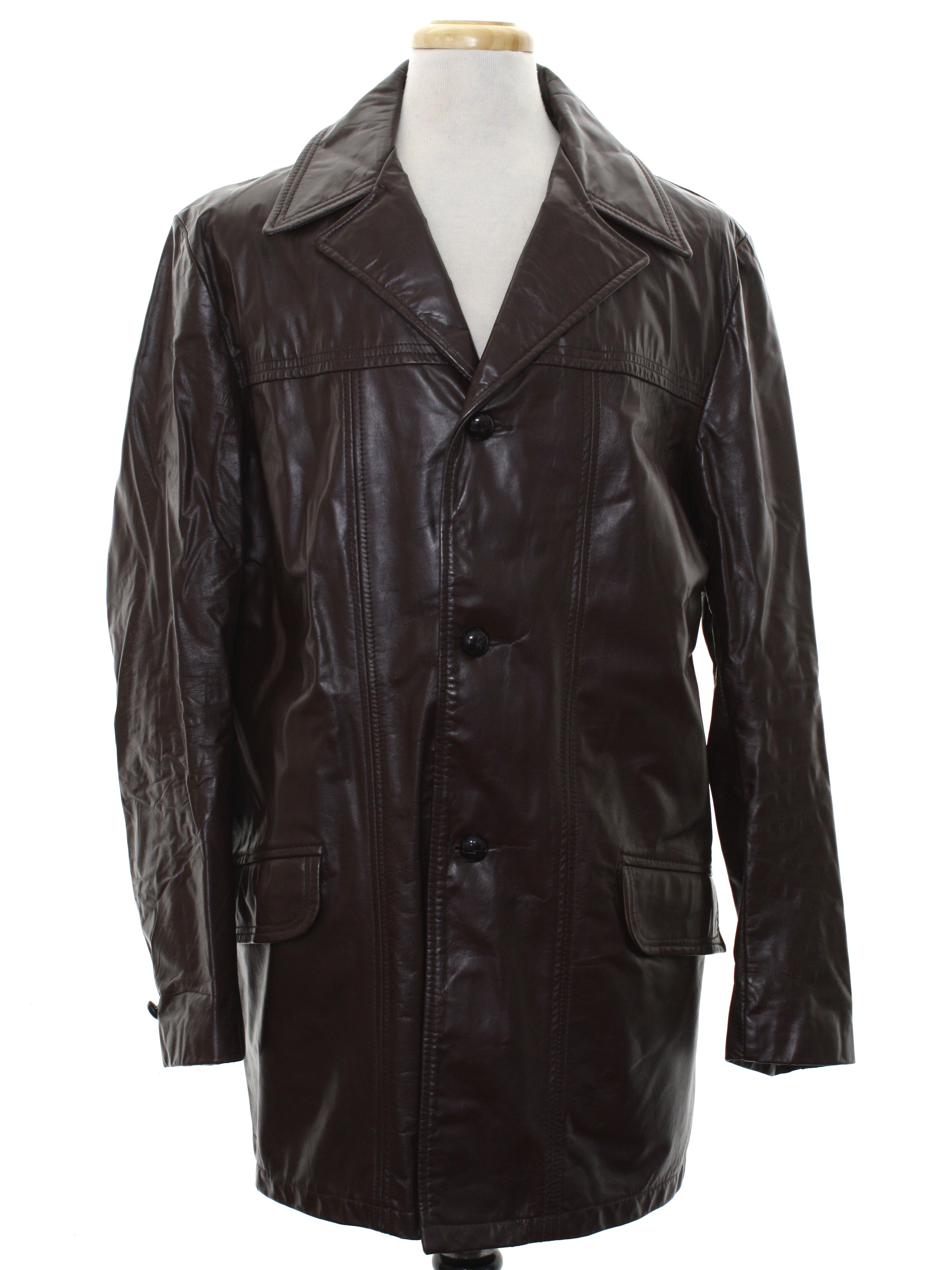 Vintage 70s Leather Jacket: 70s -No Label- Mens dark brown smooth soft ...