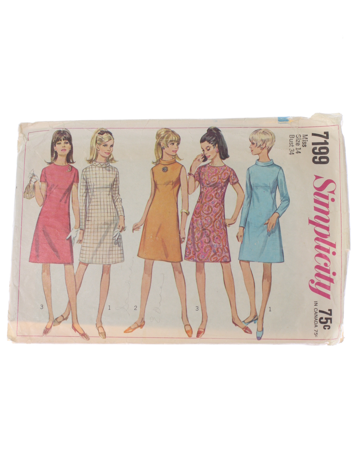1960s Vintage Sewing Pattern 60s Simplicity Pattern No. 7199 Womens