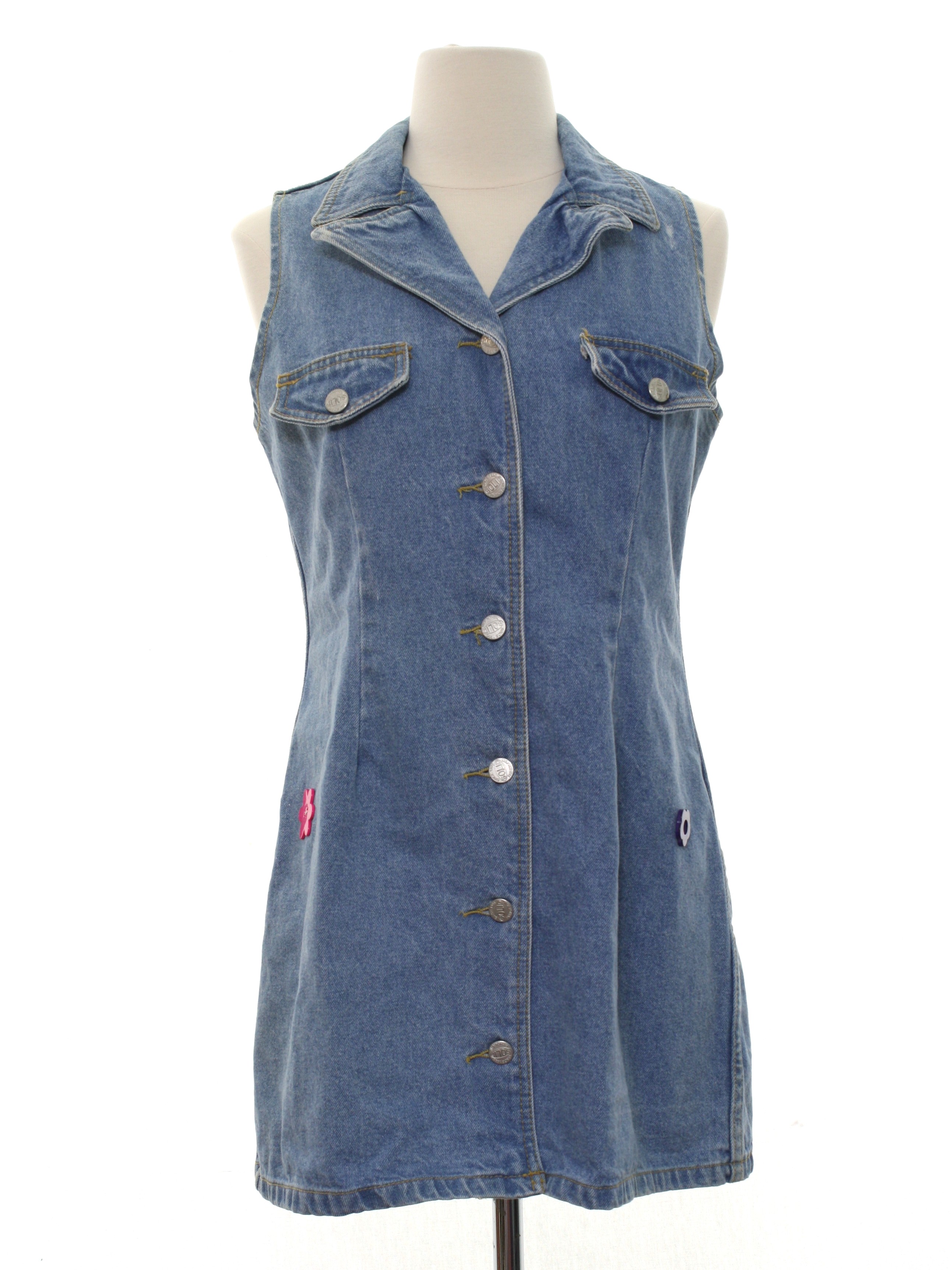 Retro 1980's Mini Dress (Solid) : 80s -Solid- Womens light blue cotton ...