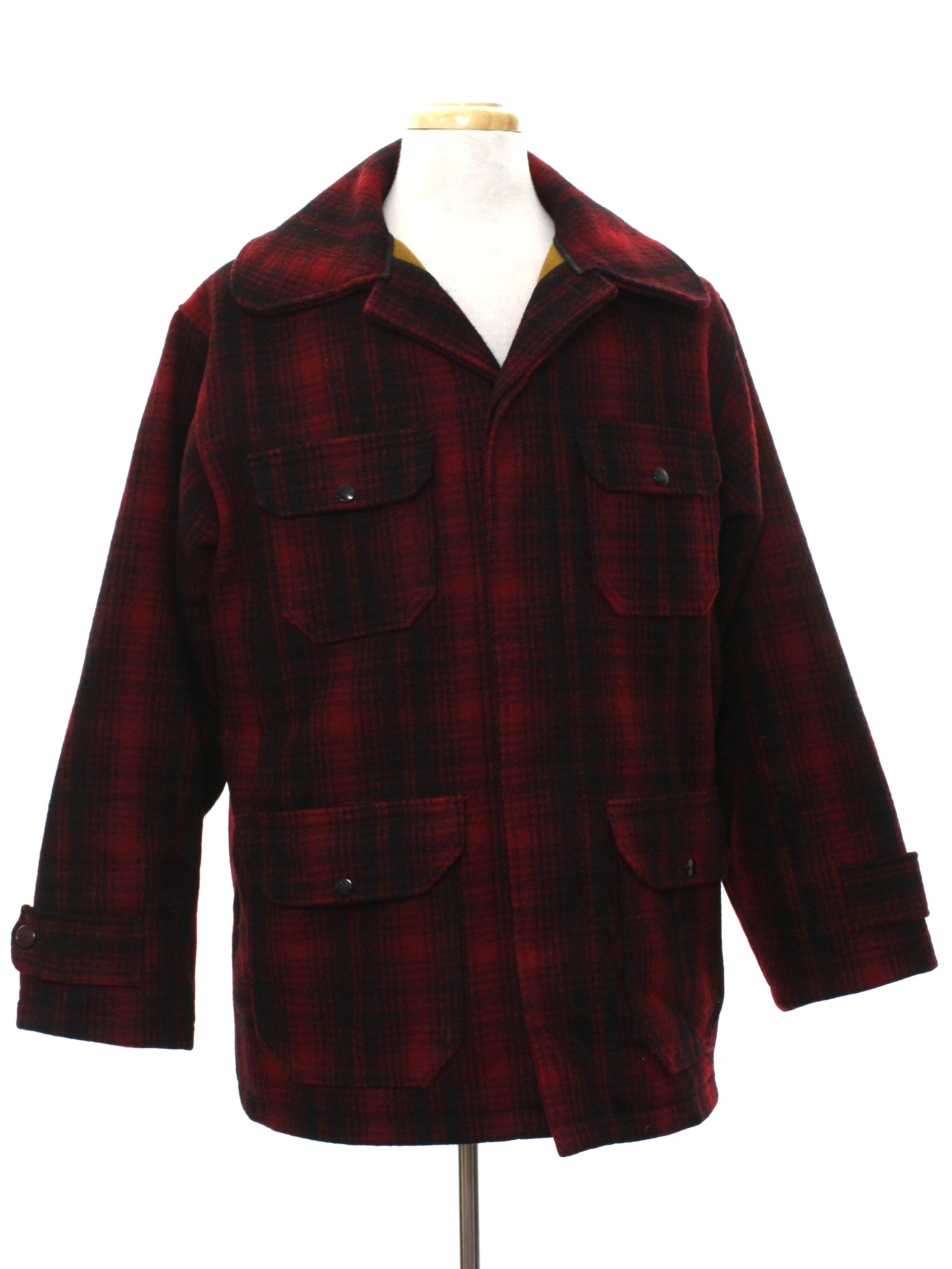 Retro 60's Jacket: Early 60s -Woolrich- Mens red background, black ...