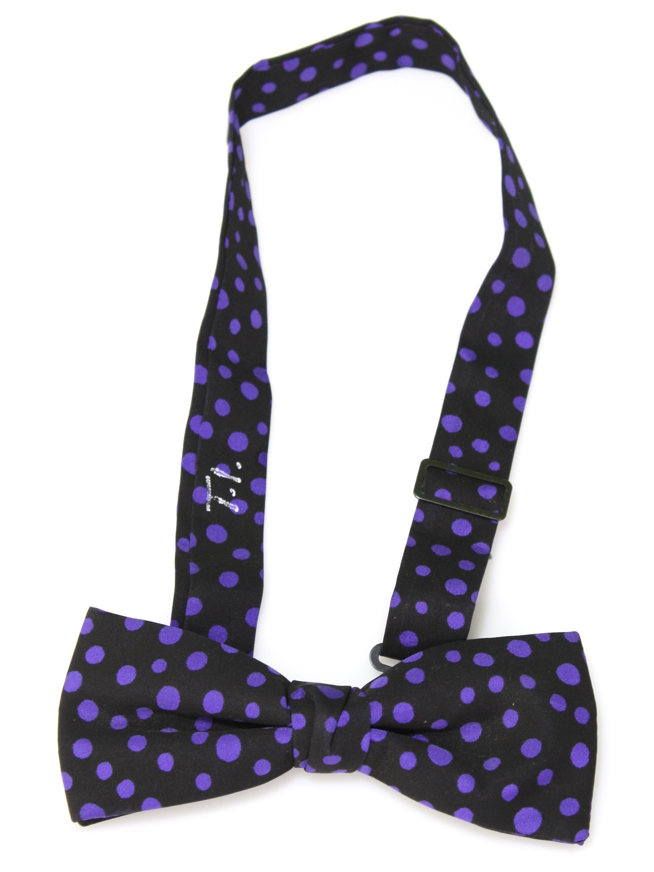 80's Vintage Neck Tie: 80s -Missing Label- Mens black with purple polka ...