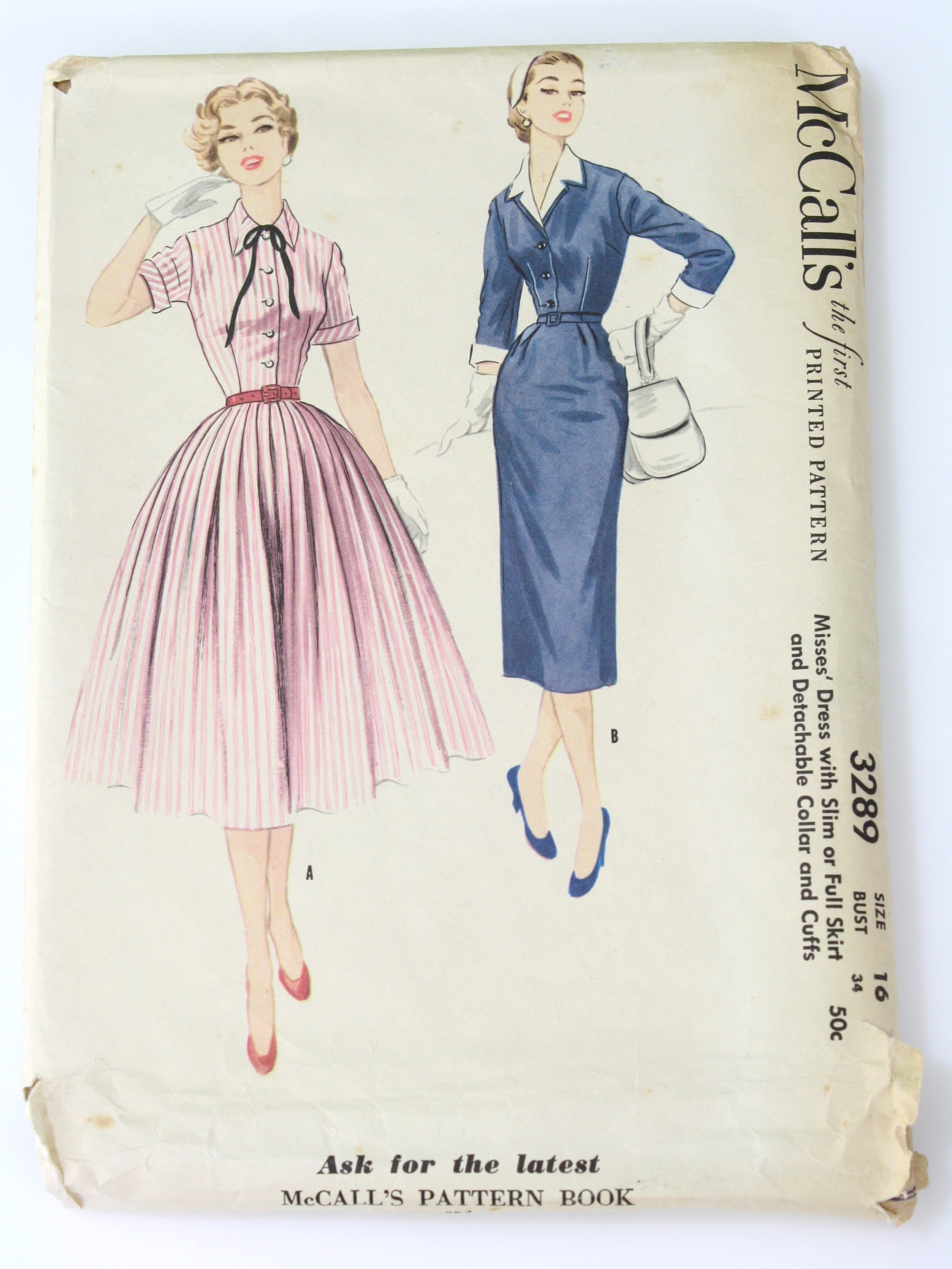 1950s Vintage Sewing Pattern 50s McCalls Pattern No. 3289 Womens
