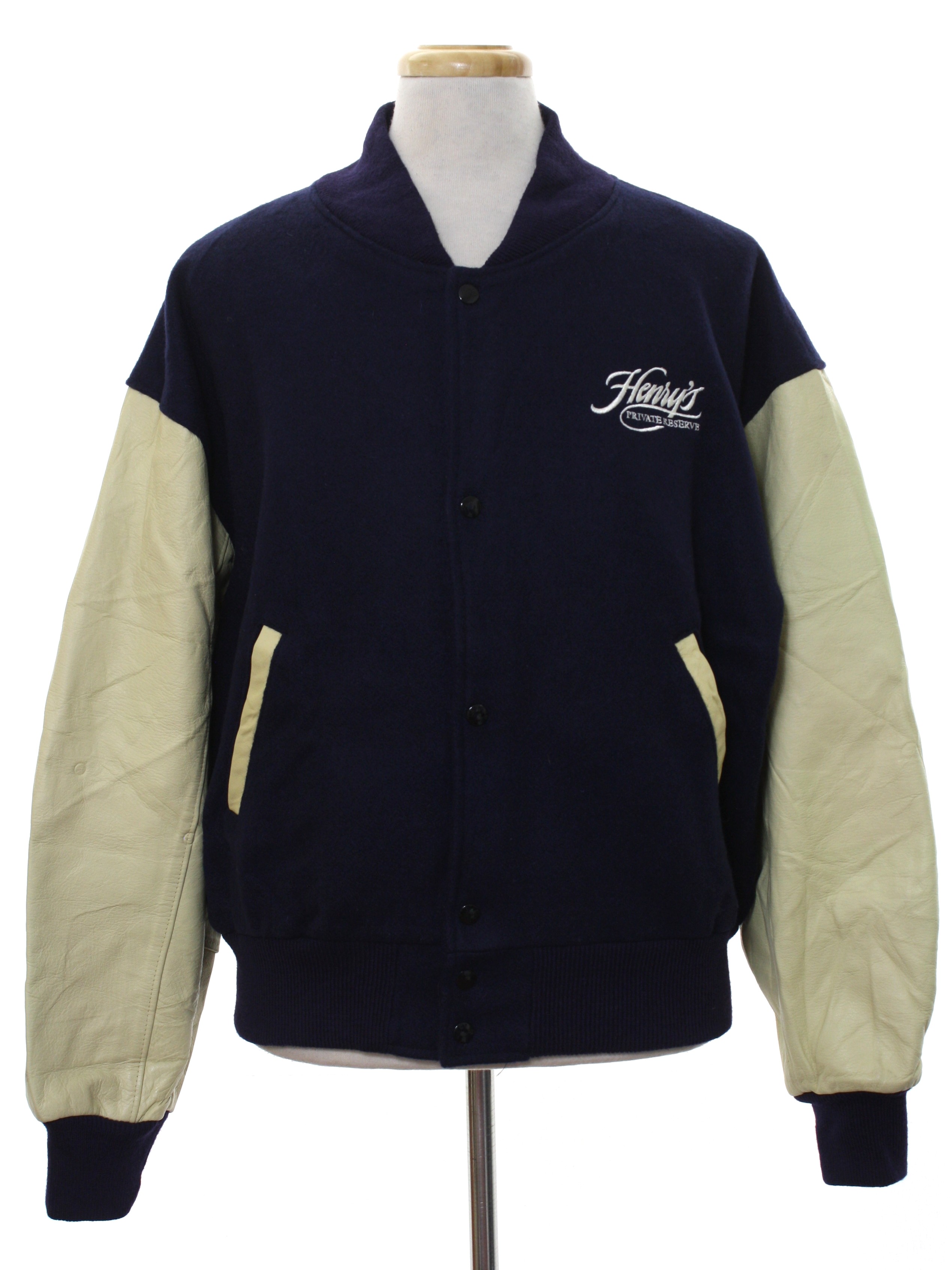 90's Vintage Leather Jacket: 90s -Missing Label- Mens midnight blue ...