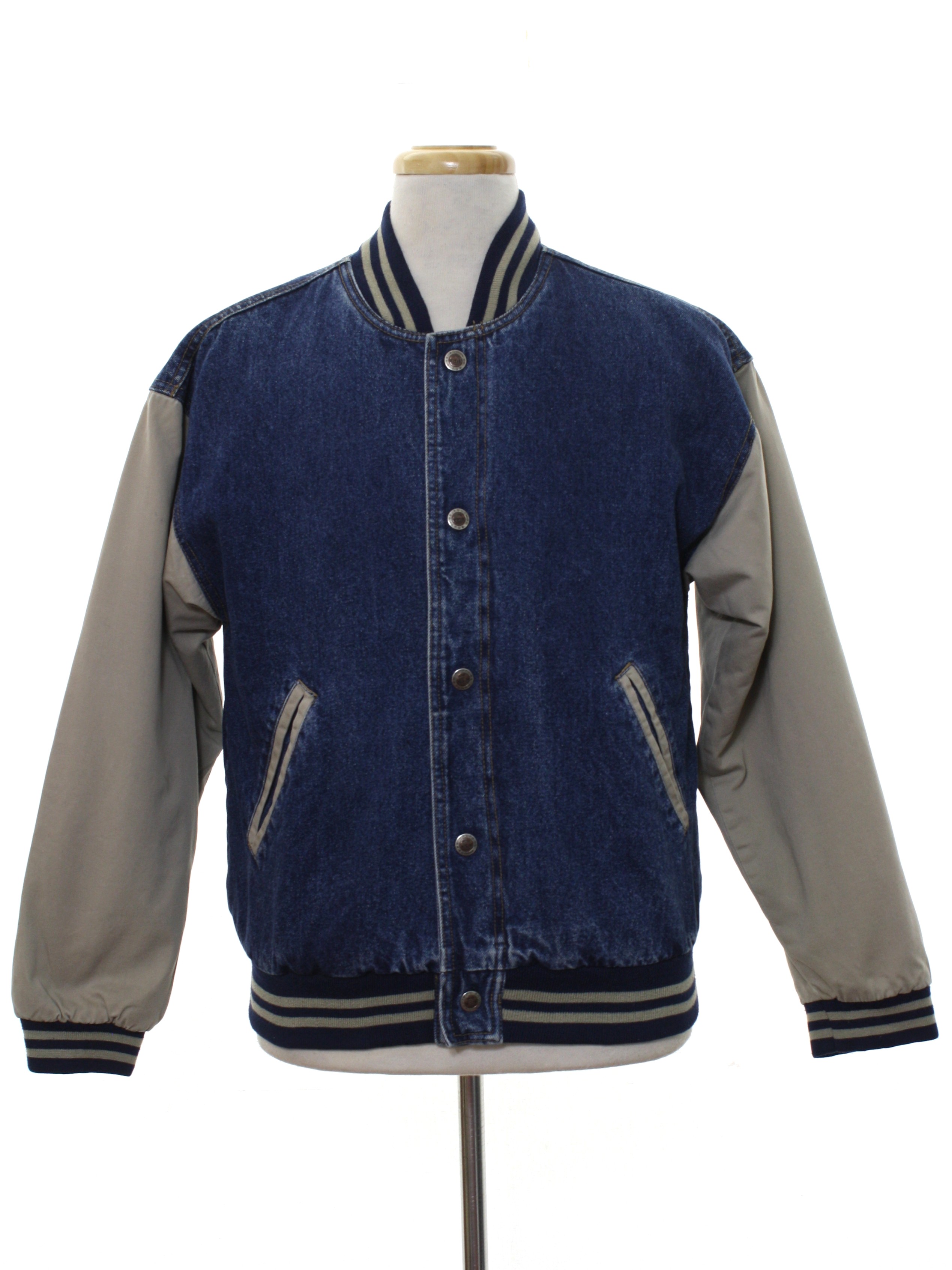 1990's Retro Jacket: 90s or newer -Route 66- Mens dark blue and tan ...