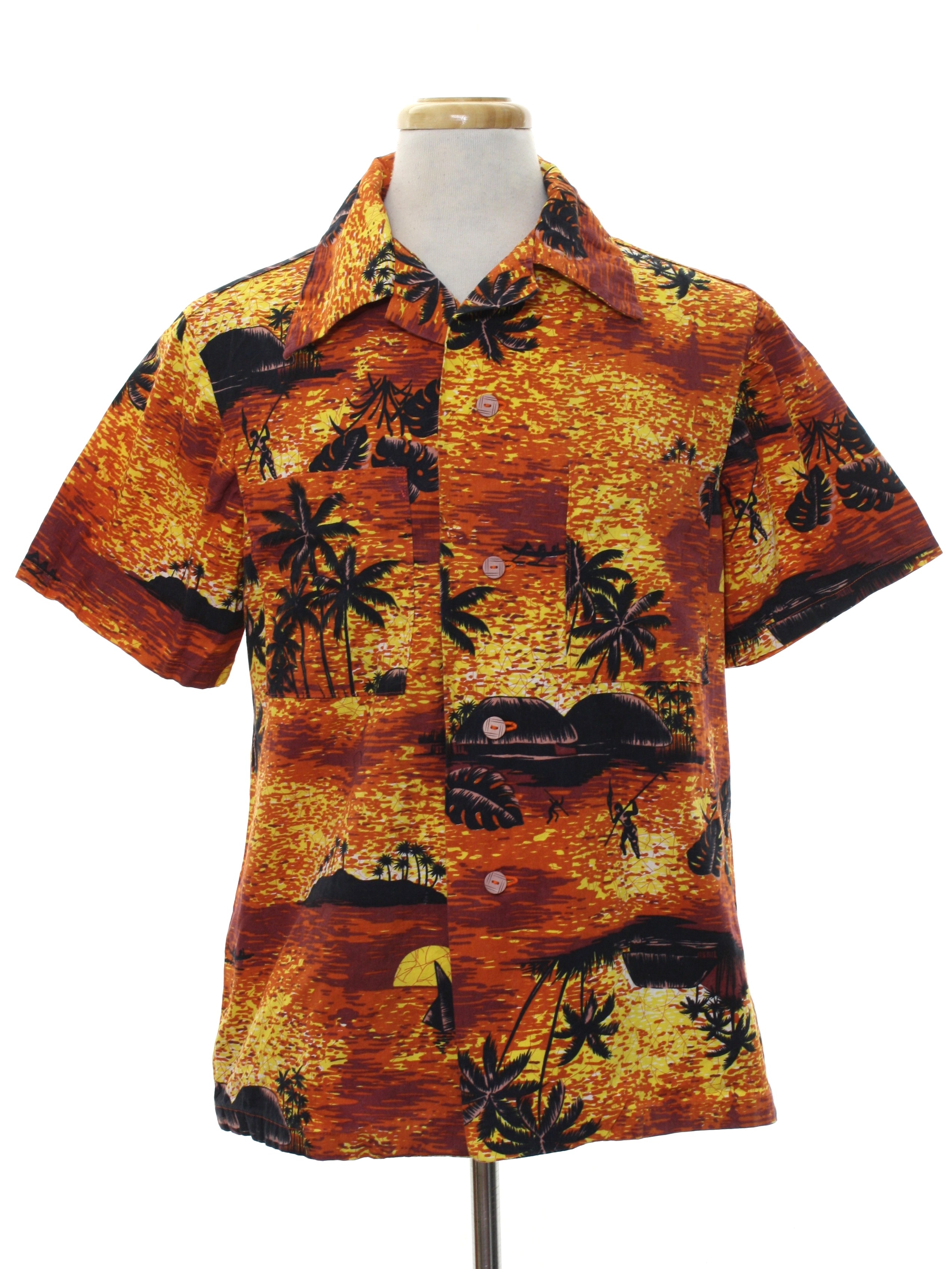 Vintage Home Sewn 70's Hawaiian Shirt: 70s -Home Sewn- Mens multi color ...