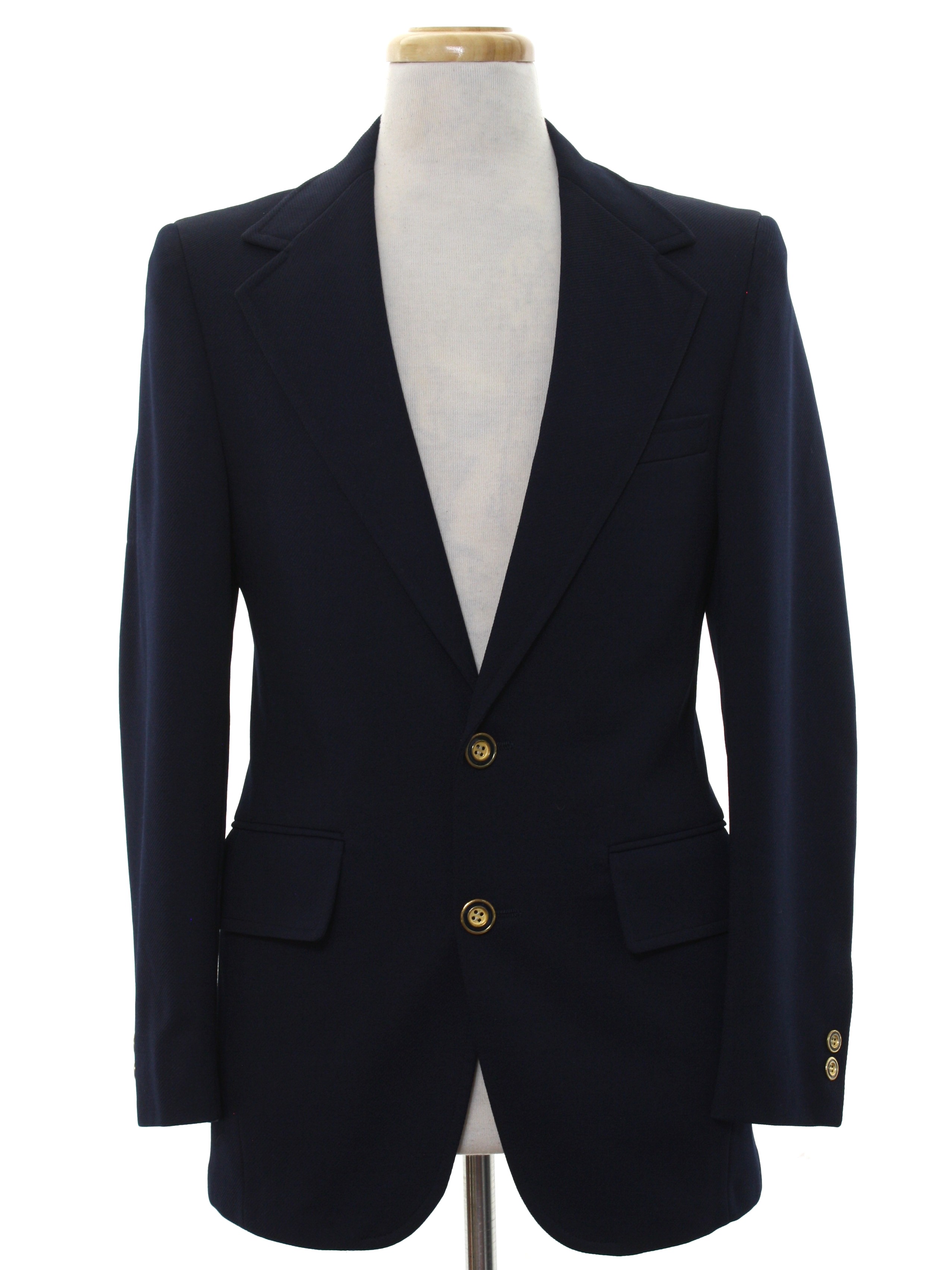 Vintage 60s Jacket: 60s -Palm Beach- Mens navy polyester double knit ...
