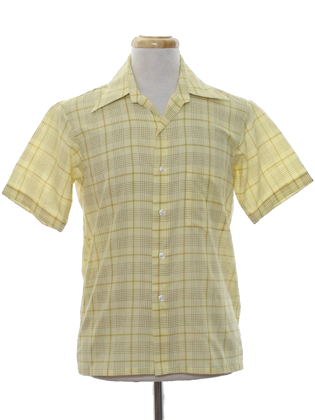 60's Vintage Shirt: 60s -Sears Perma Prest- Mens pale yellow background ...