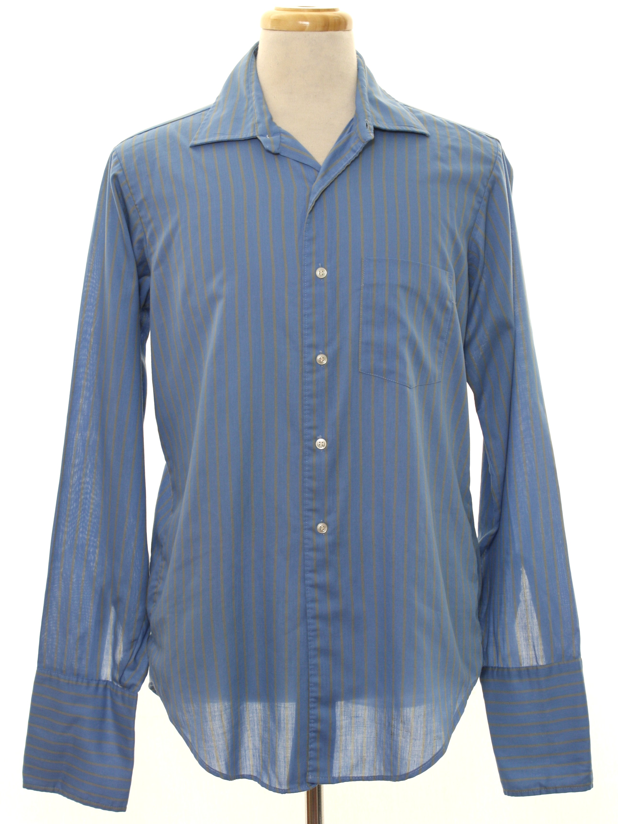 60s Shirt (Domani): 60s -Domani- Mens sky blue background, clay striped ...