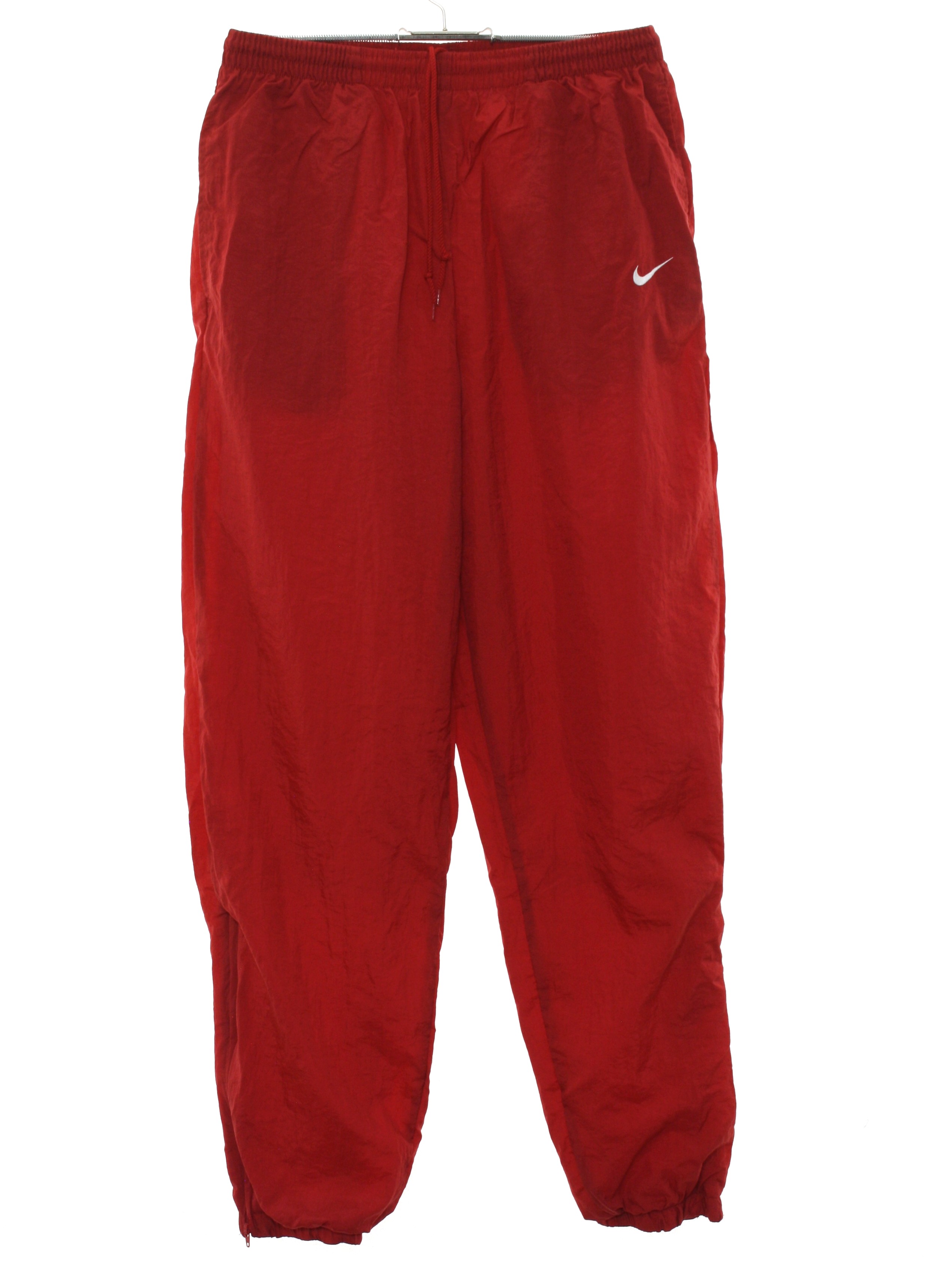 1980's Vintage Nike Pants: 90s -Nike- Mens red nylon wicked 90s