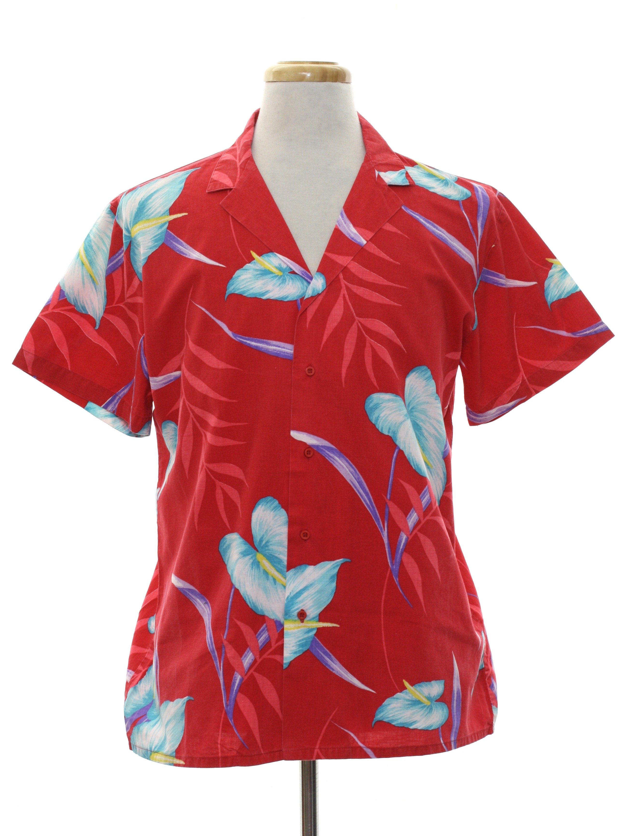 Eighties Vintage Hawaiian Shirt: Early 80s -Hutspah- Mens red ...