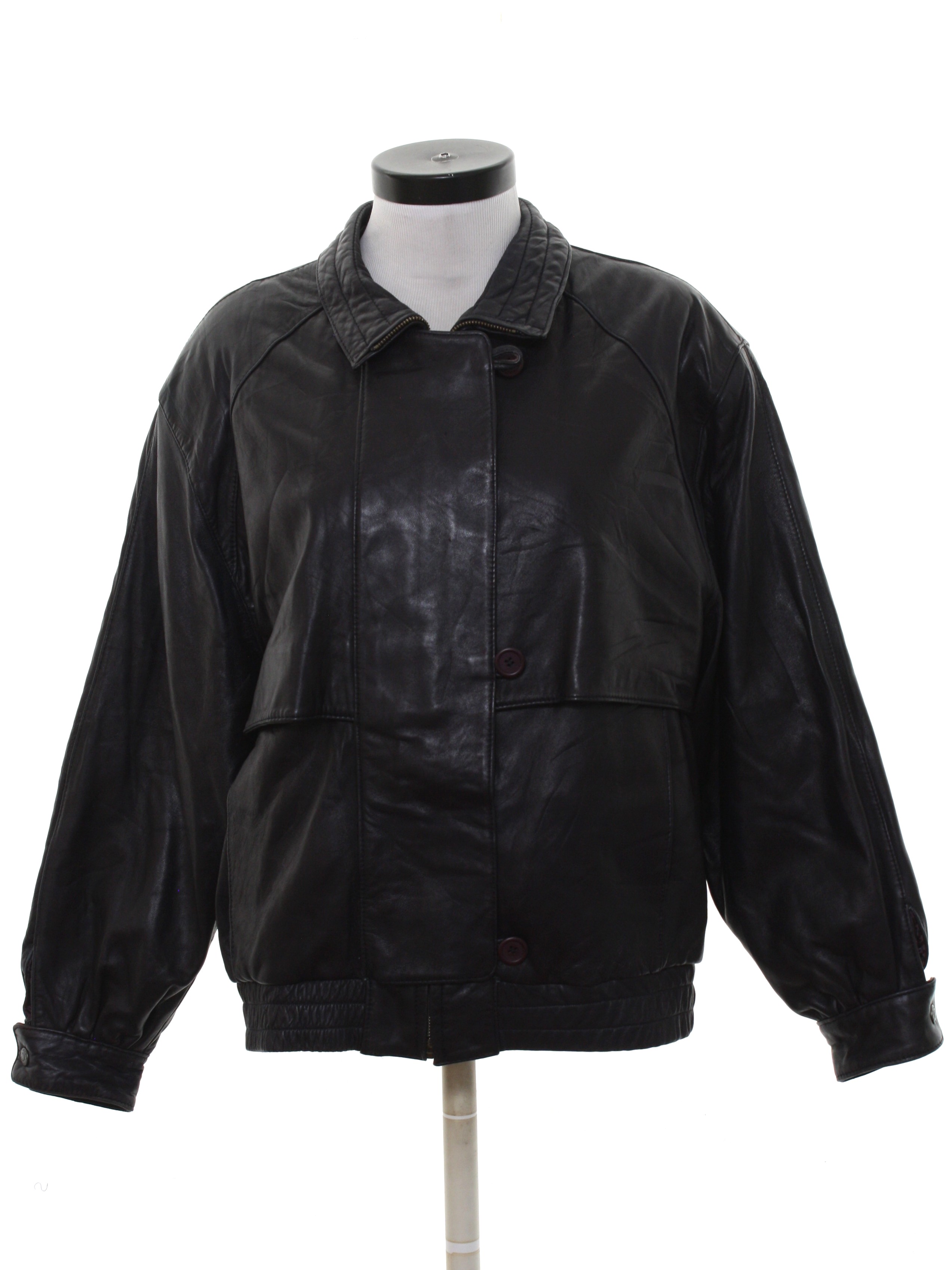 Retro Eighties Leather Jacket: 80s -Luis Alvear- Womens dark purplish
