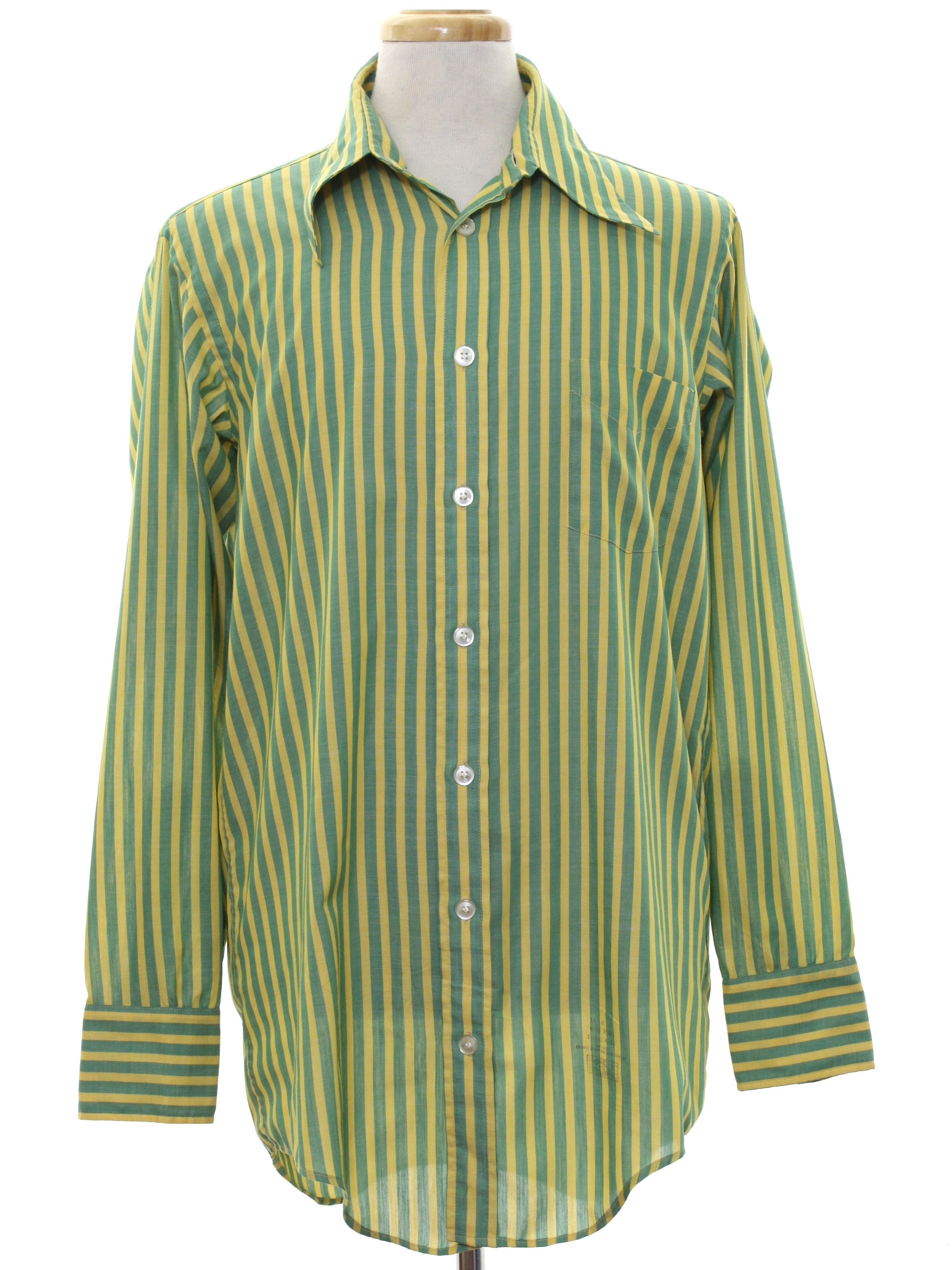 60's Enro Shirt: Late 60s or early 70s -Enro- Mens yellow and green ...