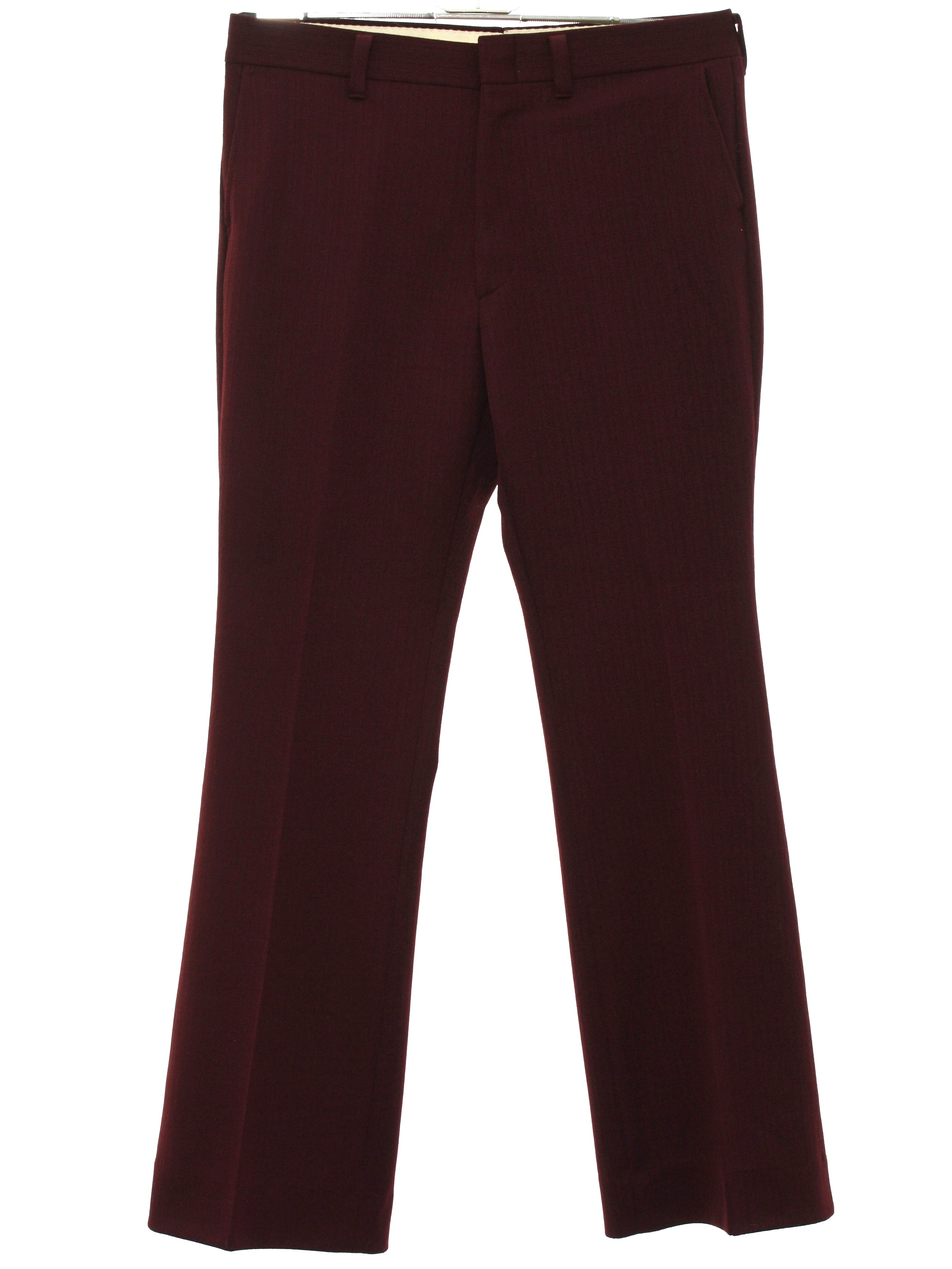 Retro 1970s Flared Pants / Flares: 70s -Care Label- Mens burgundy solid ...